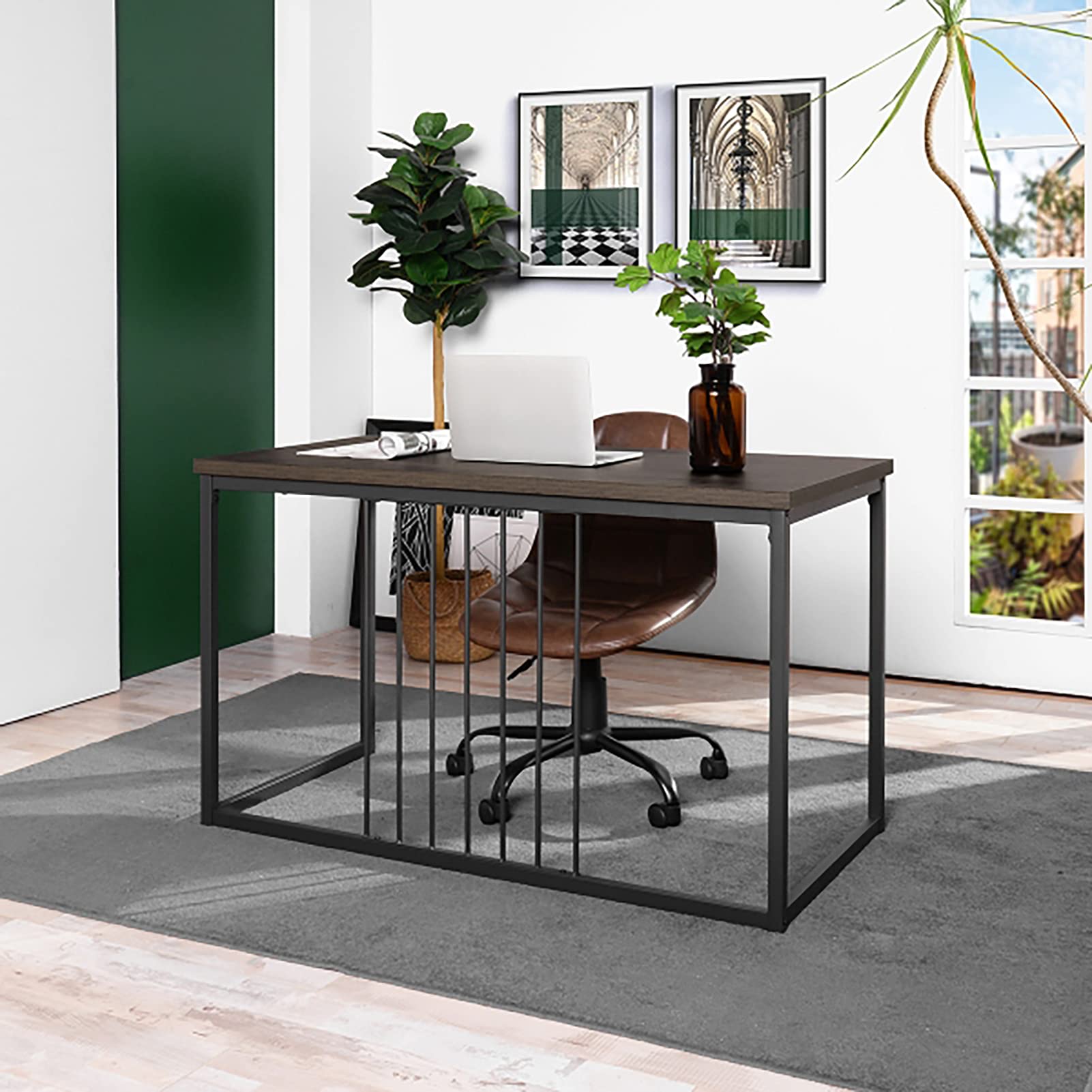120x60x75cm Square Wooden Computer Desk - Stain & Wear Resistant, Sturdy Open Design Gaming Desk for Home Office & Living Room | Perfect for Work, Study & Gaming