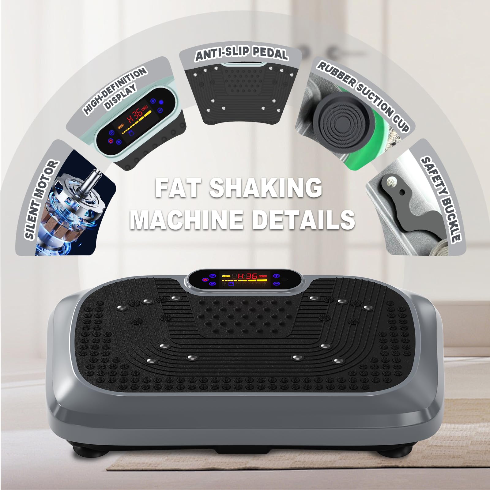 Vibration Plate Exercise Machine for Full Body Workout - Power Plate Vibration Platform for Lymphatic Drainage & Weight Loss - Home Gym Equipment for Toning, Detox & Sweat Out - Perfect for Home Fitness & Physical Therapy