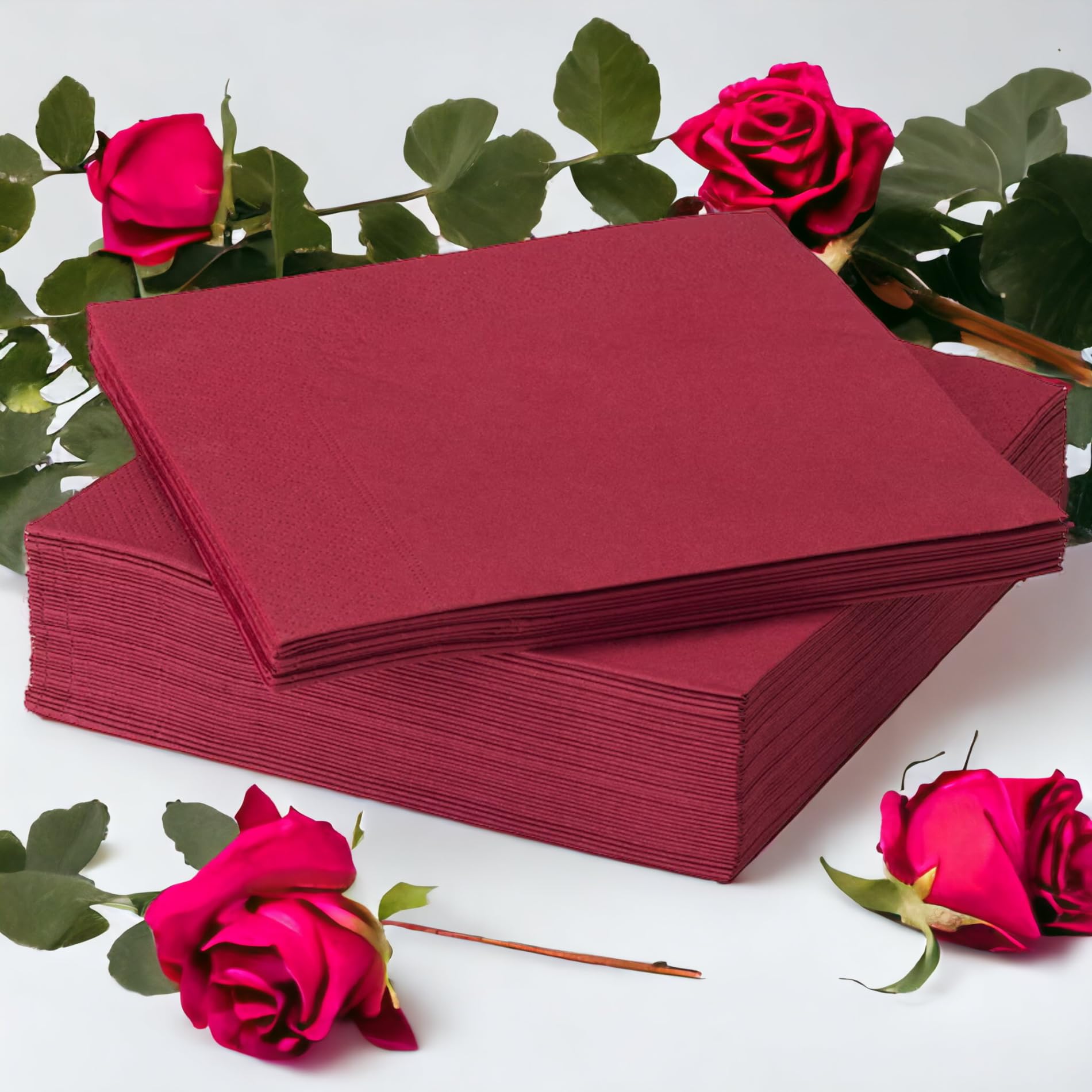 Primrose 3-Ply Decorative Tissue Paper Napkins - Dark Red Dinner Size for Home & Party Dining | Elegant Table Setting, Wedding, Restaurant, and Everyday Use
