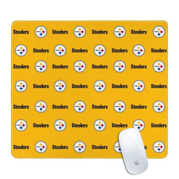 Skinit Medium Gaming Mouse Pad - Officially Licensed NFL Pittsburgh Steelers Blitz Series Design | Stitched Edges, Waterproof, Non-Slip Rubber Base | Perfect Desk Mat for Keyboard & Mouse | Ideal for Gaming, Office Work & Home Computer Setup