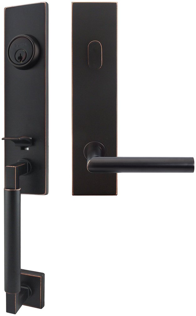 INOX NY105C563-10B-RHR Right-Hand Reverse Tubular Entry Door Handleset with 2-3/8-Inch Backset, Frankfurt Lever in Oil Rubbed Bronze - Perfect for Residential & Commercial Doors, Home Security & Modern Entryway Design