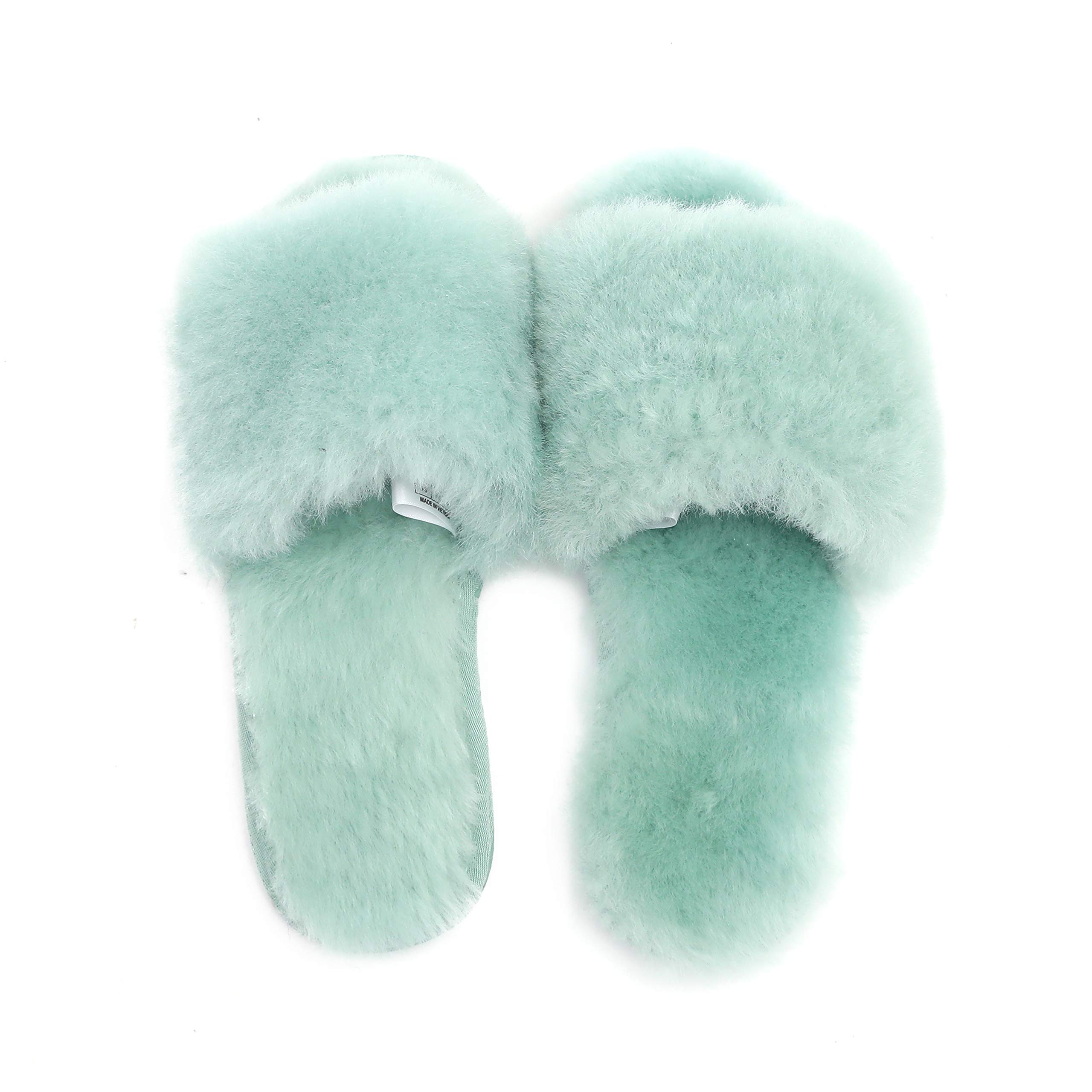 Boiled Wool Slippers for Women - Genuine Fur Open Toe House Slippers | Luxury Comfort Indoor/Outdoor Slippers by Dechic - Perfect for Lounging, Spa Days & Cozy Evenings