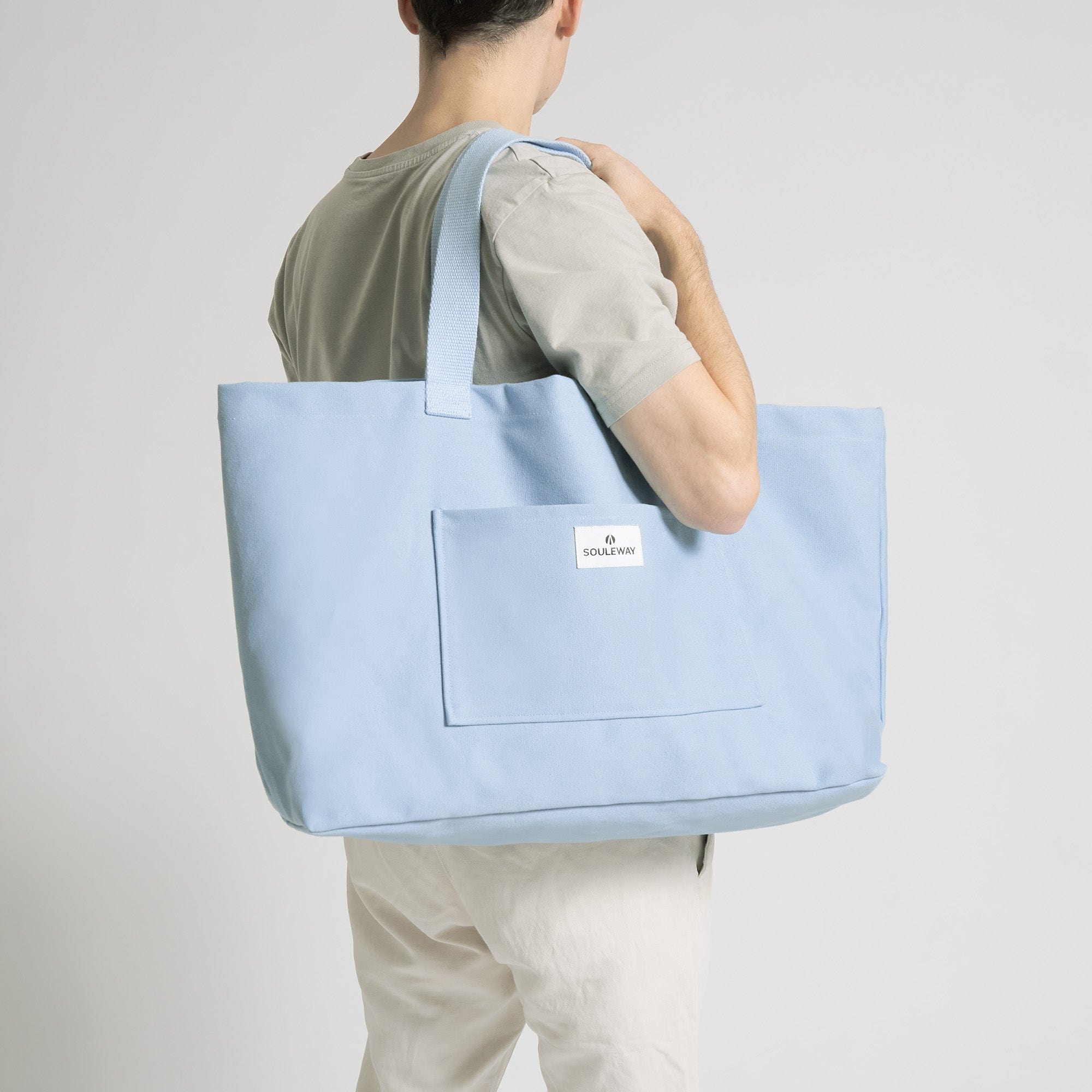 Eco-Friendly Natural Cotton Canvas Tote Bag - Dusty Blue | Stylish Reusable Shopping Bag for Groceries, Beach & Daily Use