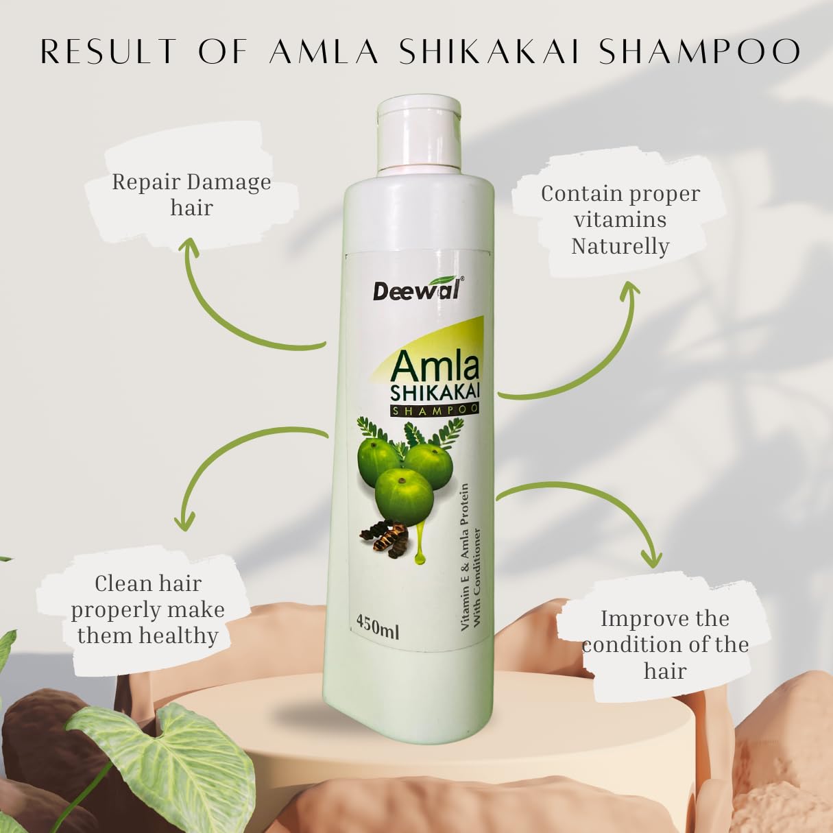 Deewal Amla Shikakai Shampoo for Men & Women - 450ml | Herbal Hair Care for Strong, Shiny Hair | Perfect for Daily Use & Scalp Nourishment
