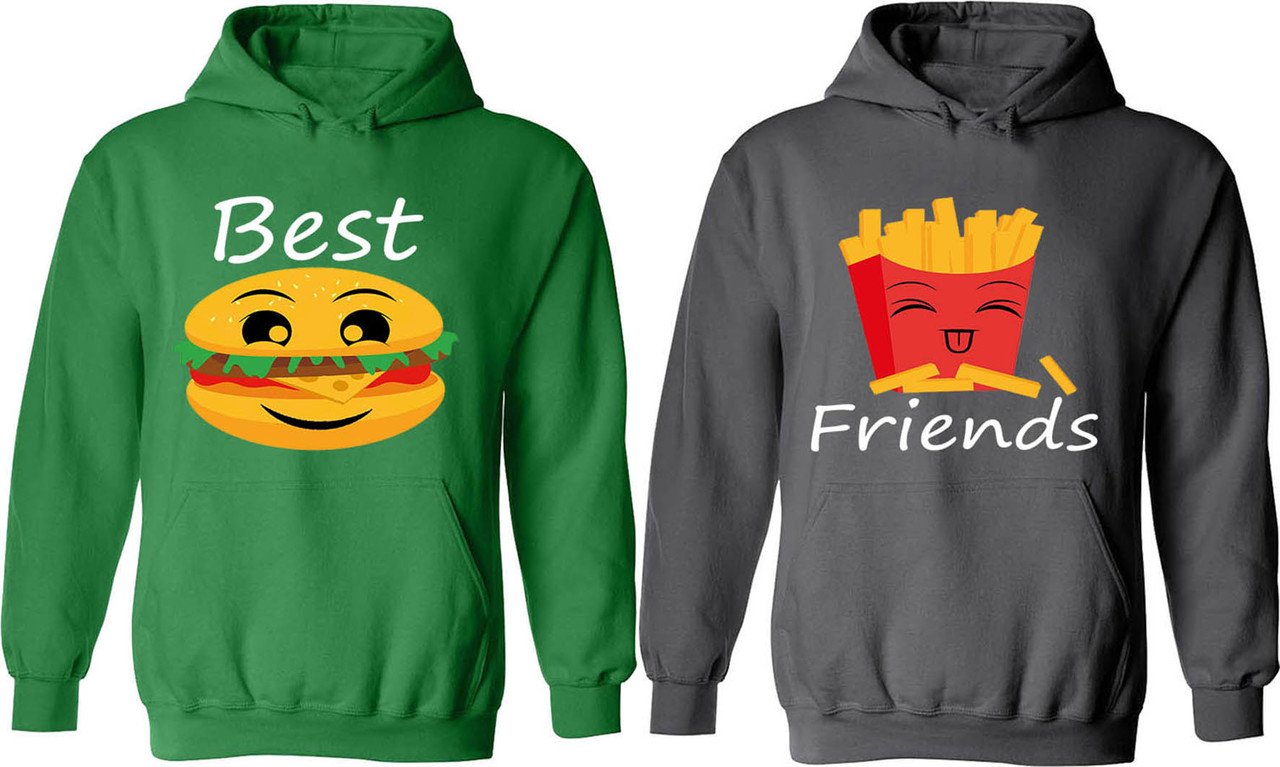 Burger and French Fries Matching Couple Hoodies - Best Friend Forever Sweaters for Casual Outings and Cozy Nights