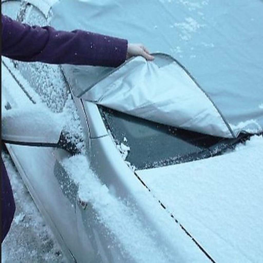 All-Weather Windshield Snow Cover & Ice Removal Wiper Visor Protector - Winter & Summer Auto Sun Shade for Cars, Trucks, Vans & SUVs - Includes 2 Rear View Mirror Covers (205x150cm) - Perfect for Snowy Days, Hot Summers & Overnight Parking Protection