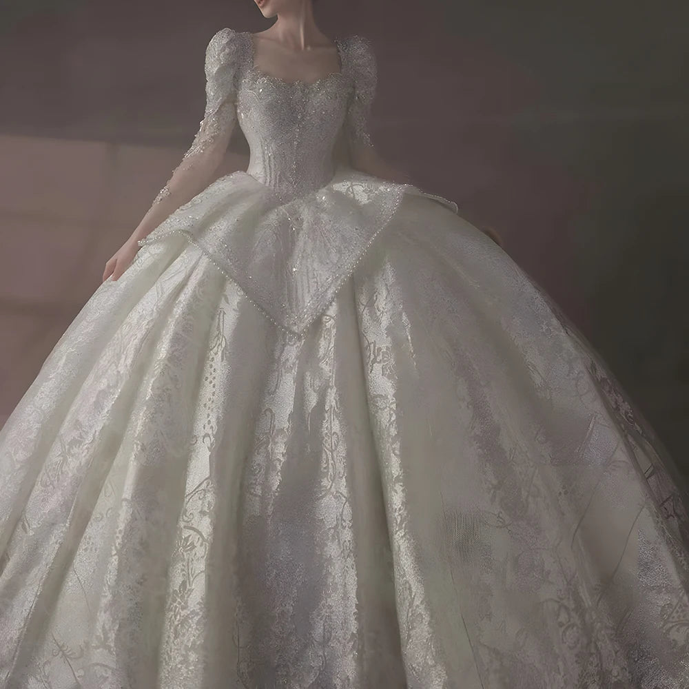 Elegant Square Neck Backless Ball Gown Wedding Dress for Brides - Perfect for Church Ceremonies, Red Carpet Events & Luxury Weddings