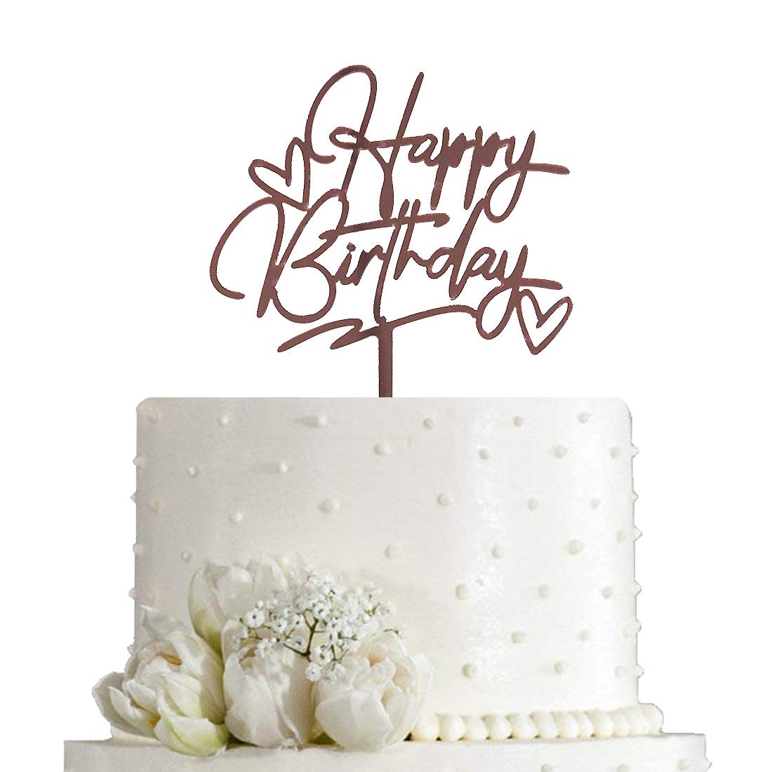 Happy Birthday Cake Topper - Rose Gold Mirror Acrylic Party Decorations for Birthday Cakes, Cupcakes & Desserts | Perfect for Birthday Parties, Baby Showers & Special Celebrations