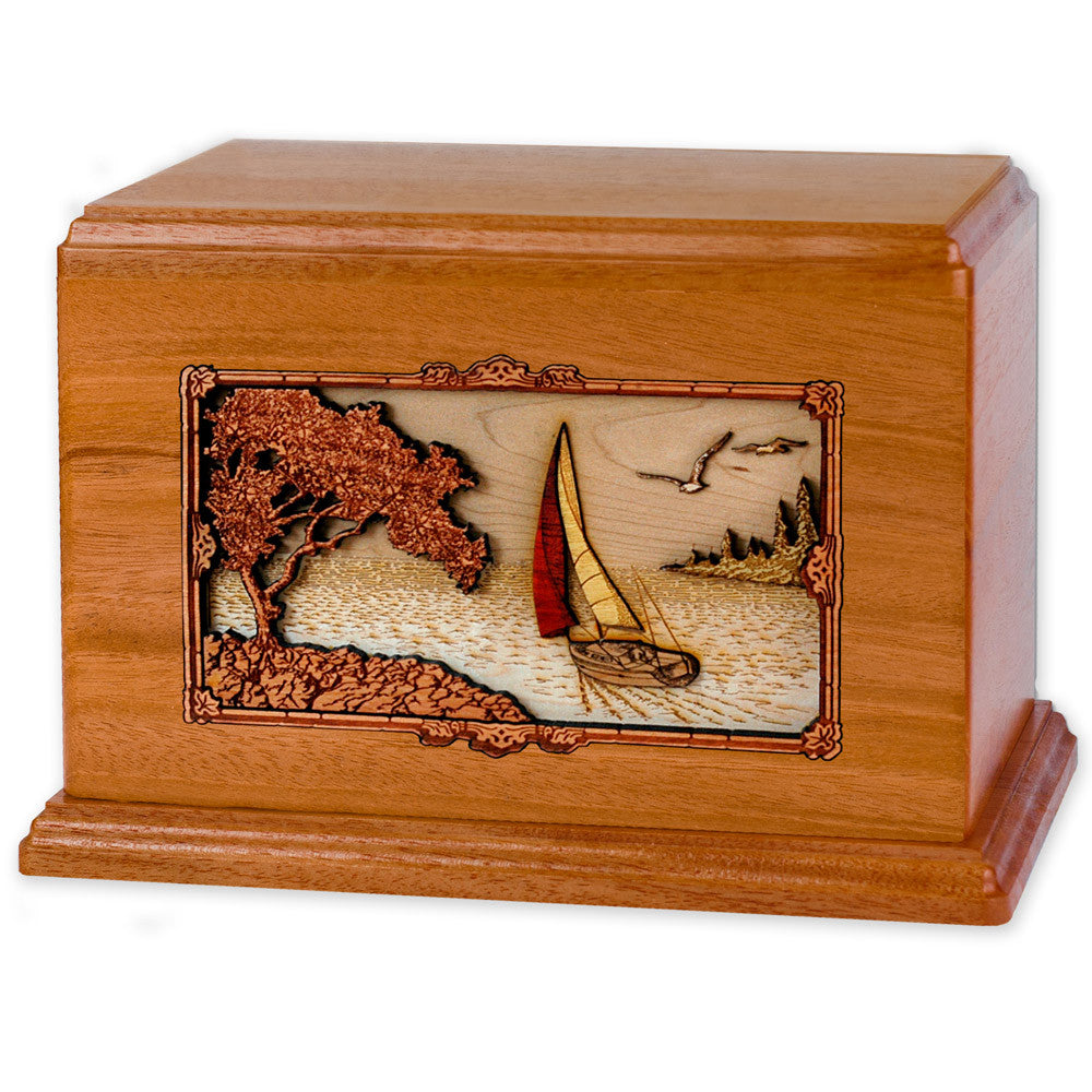 Beautiful Companion Cremation Urn with 3D Wood Inlay - Handcrafted Memorial Keepsake for Ashes - Perfect for Home Display, Memorial Services & Peaceful Remembrance