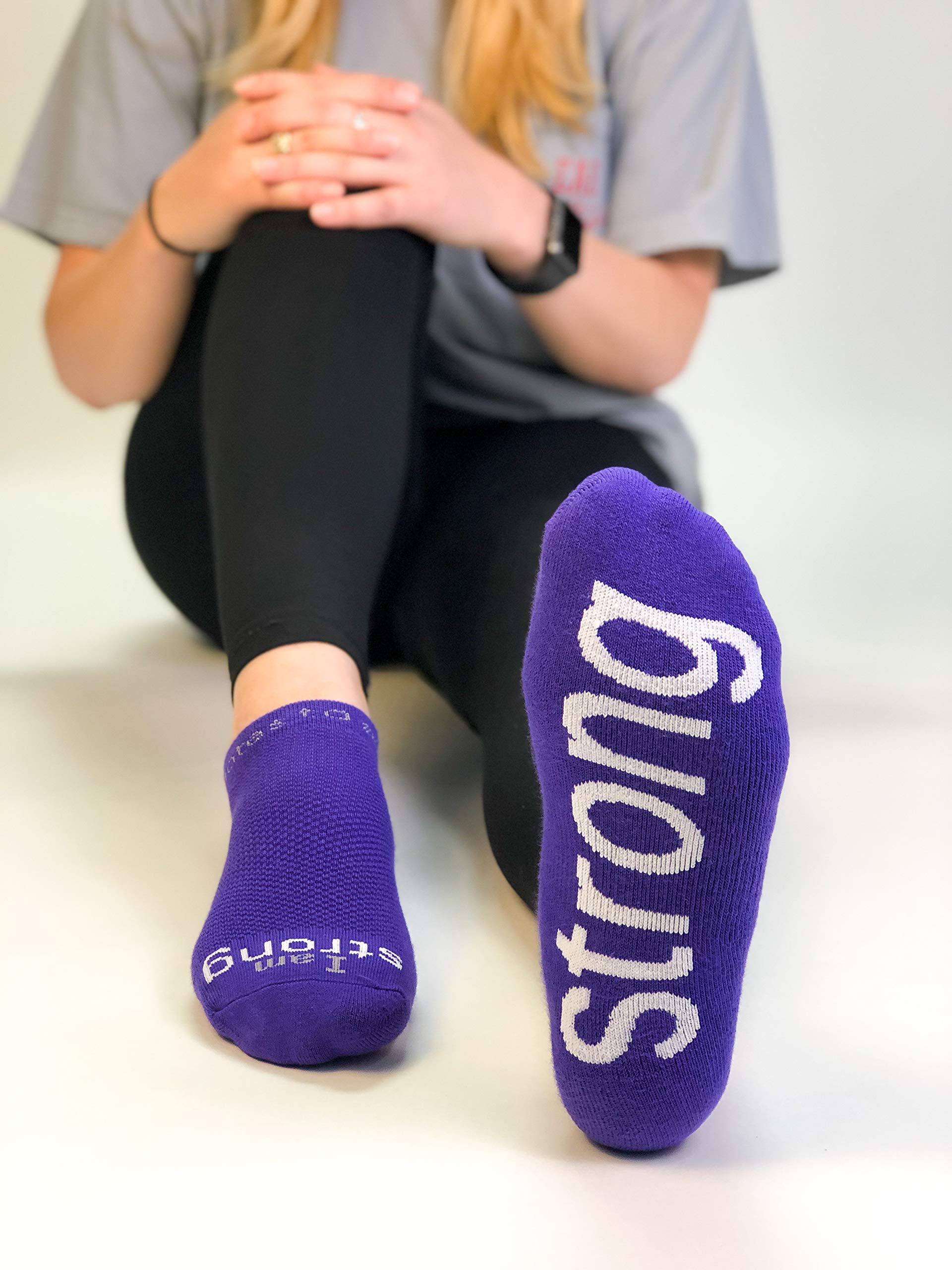 Inspirational 'I Am Strong' Socks for Women & Men - Motivational Quote Socks for Workouts, Yoga & Daily Encouragement