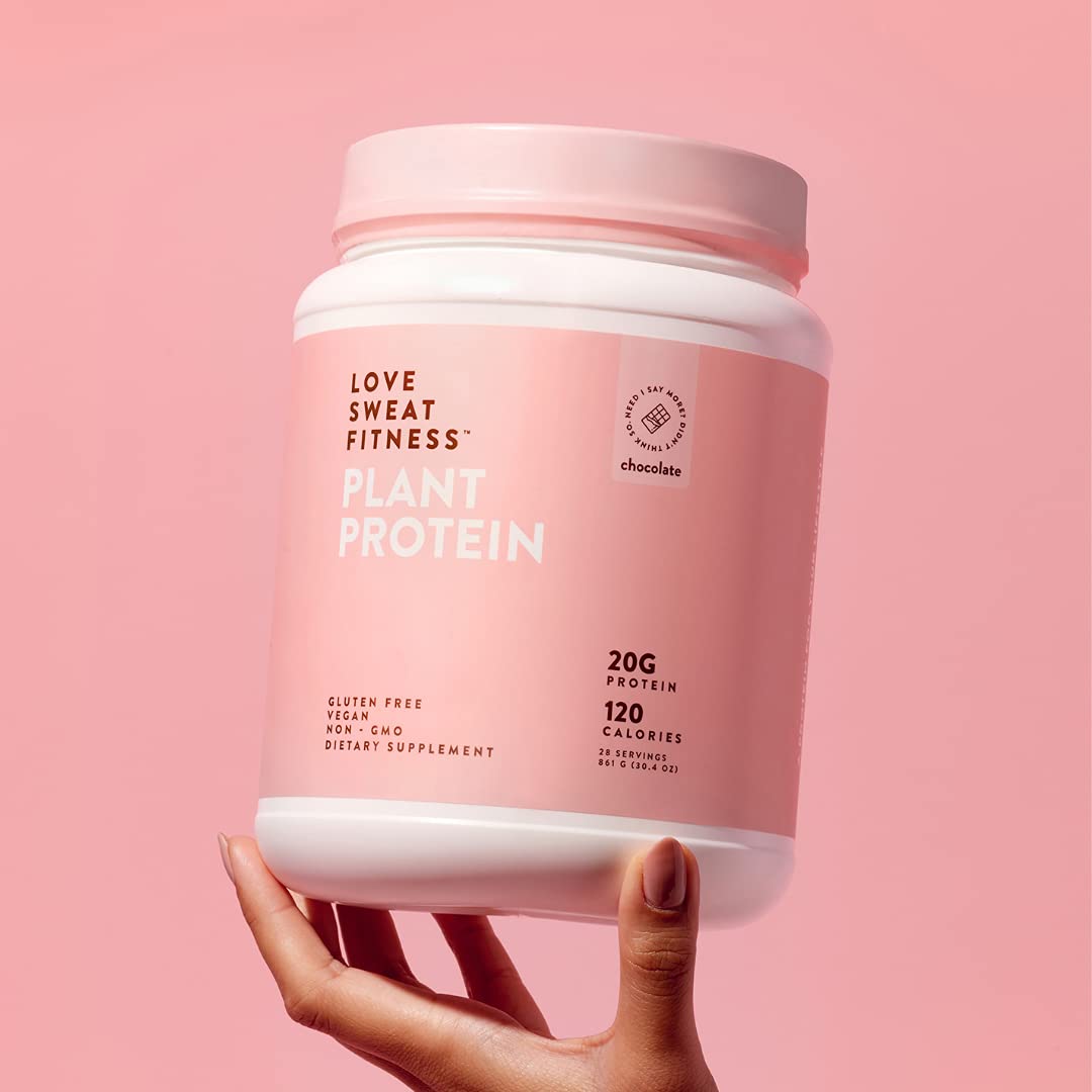 Love Sweat Fitness Organic Plant-Based Protein Powder - Chocolate Flavor, 28 Servings, 20g Protein, Vegan, Gluten Free, Non-GMO | Post-Workout Recovery & Healthy Meal Replacement for Active Lifestyles