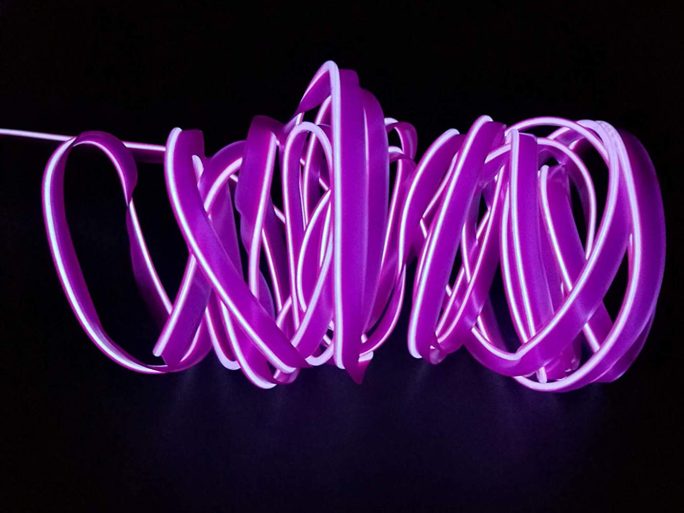 ABALDI 5m/16ft Flexible EL Wire Neon Lights - Purple Electroluminescent Rope for Car Interior, Garden Decor & Party Lighting | Glowing Strobe Effect for DIY, Home & Outdoor Decorations