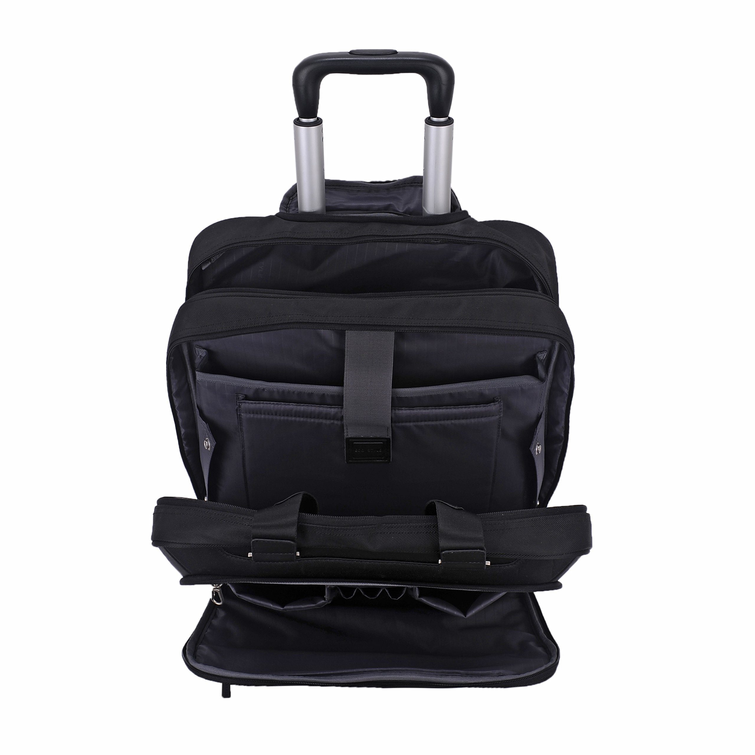 EcoTrend ETEX-RC15 Executive Rolling Laptop Briefcase - 15.6 Inch Business Travel Carry-On with Wheels, Durable Black Trolley Case for Office Professionals & Airplane Commuters