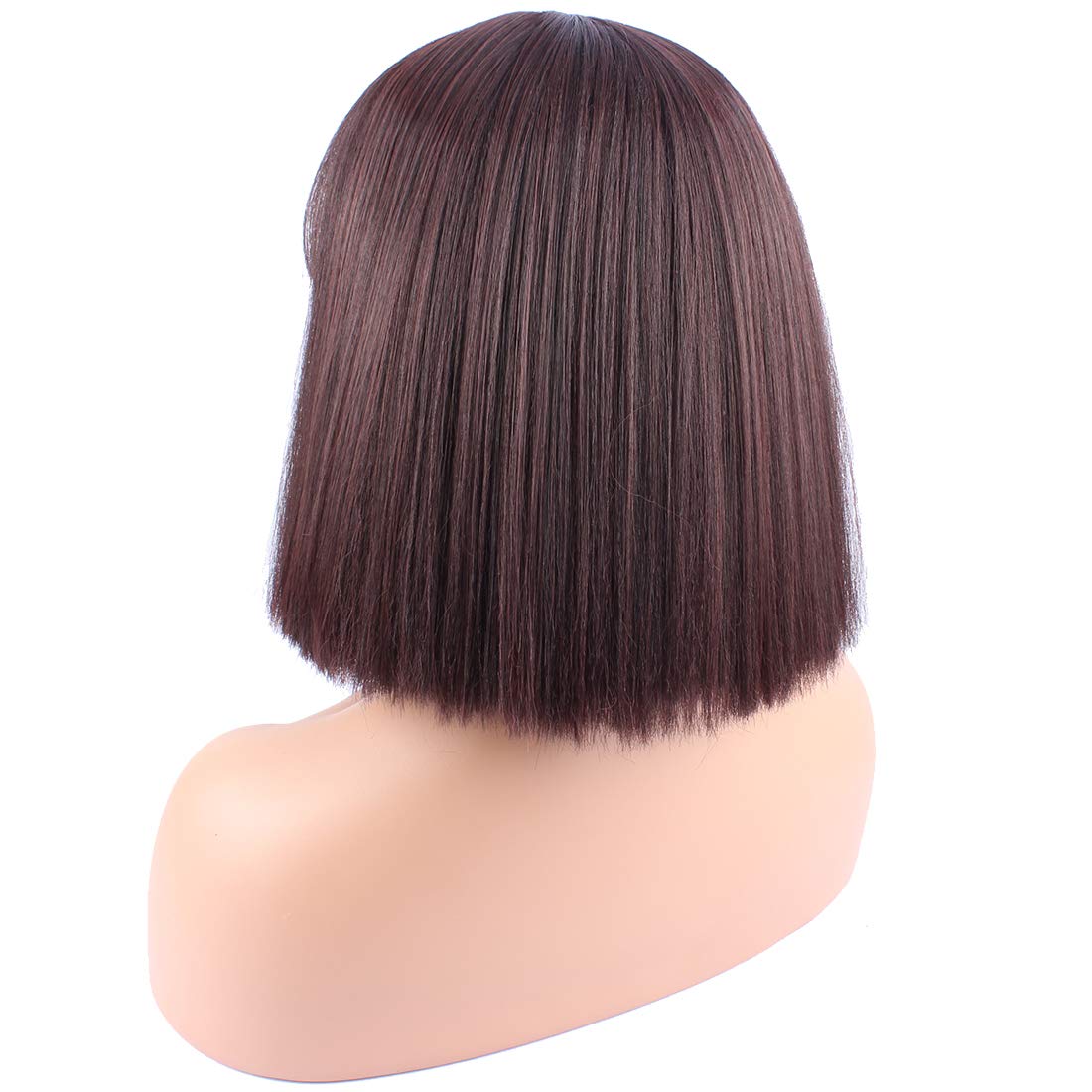 Stylish Riyang Women's Short Bob Cosplay Wig - Heat Resistant Dark Brown Straight Hair with Full Bangs | Perfect for Anime Conventions, Halloween Costumes & Cosplay Events