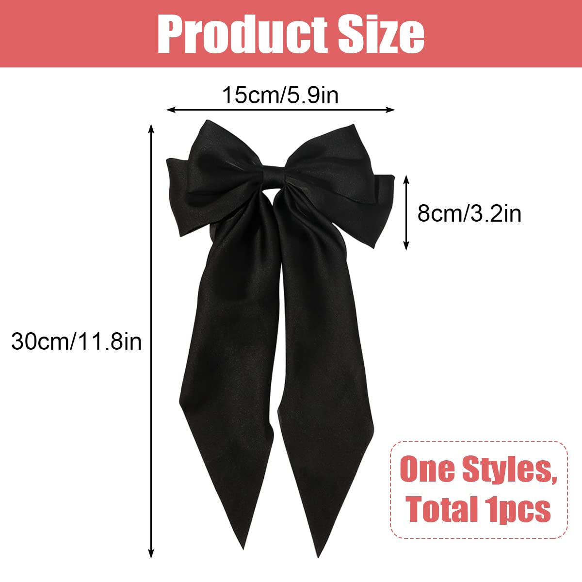 Elegant Silk Hair Accessories - Large Satin Bow Clips for Women & Girls | Black Hair Ribbons & Stylish Hair Bows for Parties, Weddings & Everyday Wear