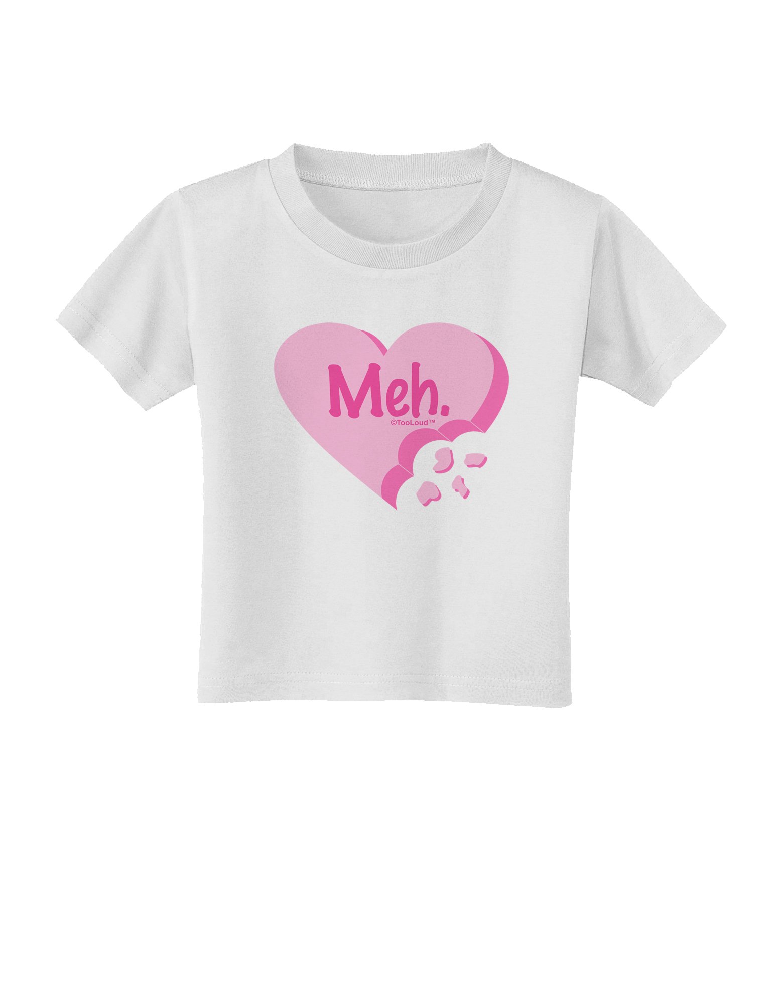 TOOLOUD Meh Candy Heart Valentine's Day Toddler T-Shirt - Cute Kids Graphic Tee for Valentine Gifts, School, Playdates & Family Photos