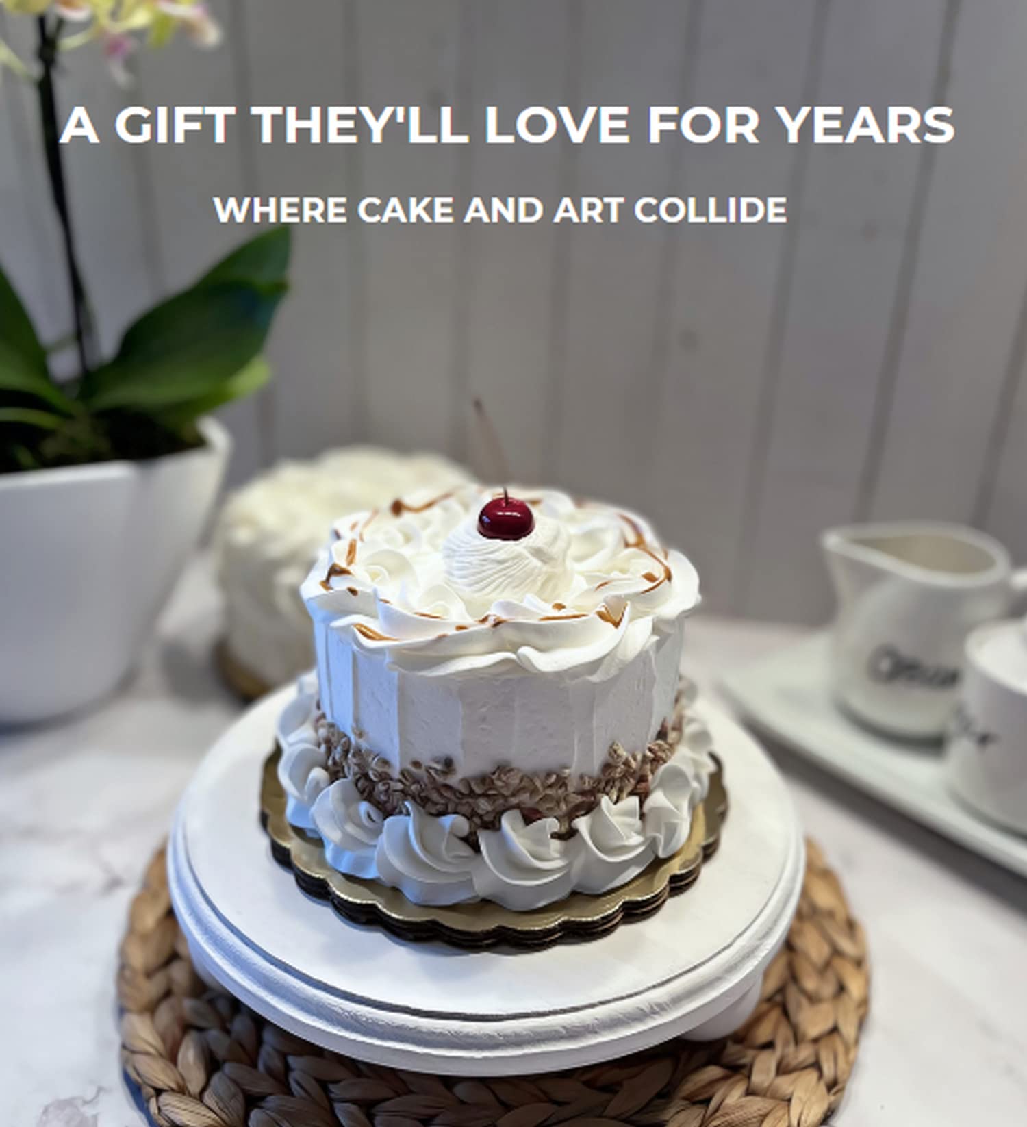 Artificial Cupcakes & Fake Cakes for Display - Realistic Faux Cake Decorations - Home & Kitchen Fake Desserts - White Nut Cake Decor for Parties, Wedding Centerpieces & Bakery Displays