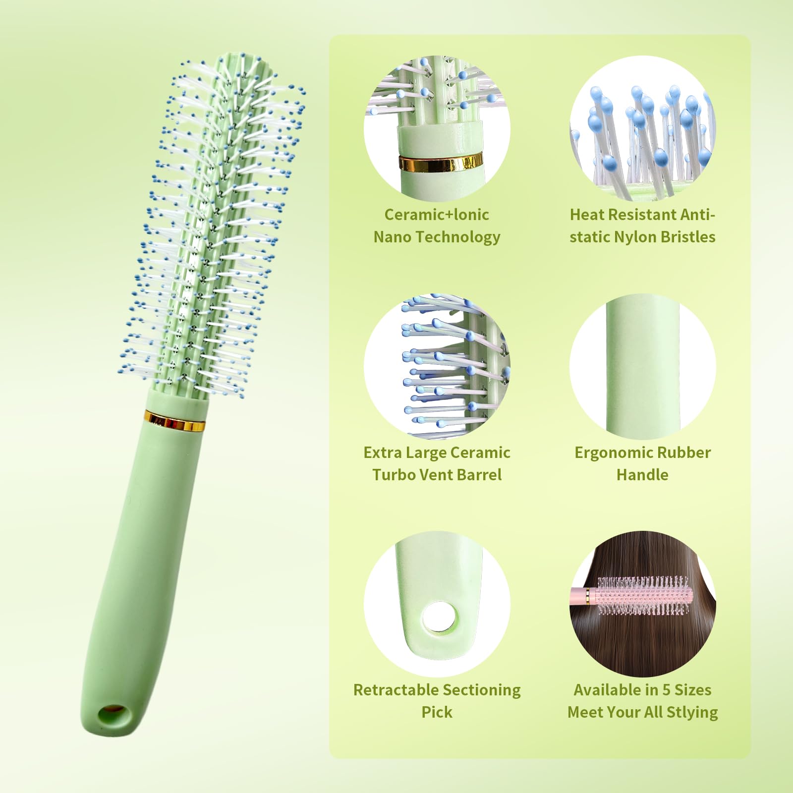 11PCS Hair Brush Set for Wet & Thick Hair - Detangling & Styling for Wavy Curly Hair at Home Salon