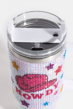 Sparkling Rhinestone Cowboy Hat 40oz Tumbler Cup - Insulated Stainless Steel Travel Mug for Country Music Festivals, Rodeos & Western Parties