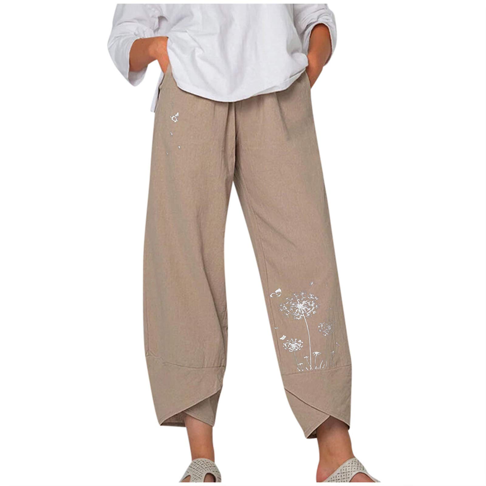 Aniwood Women's High Waist Wide Leg Capri Pants - Summer Casual Yoga Crop Pants with Pockets for Travel & Outdoor Activities | Perfect for Beach, Lounge & Workout