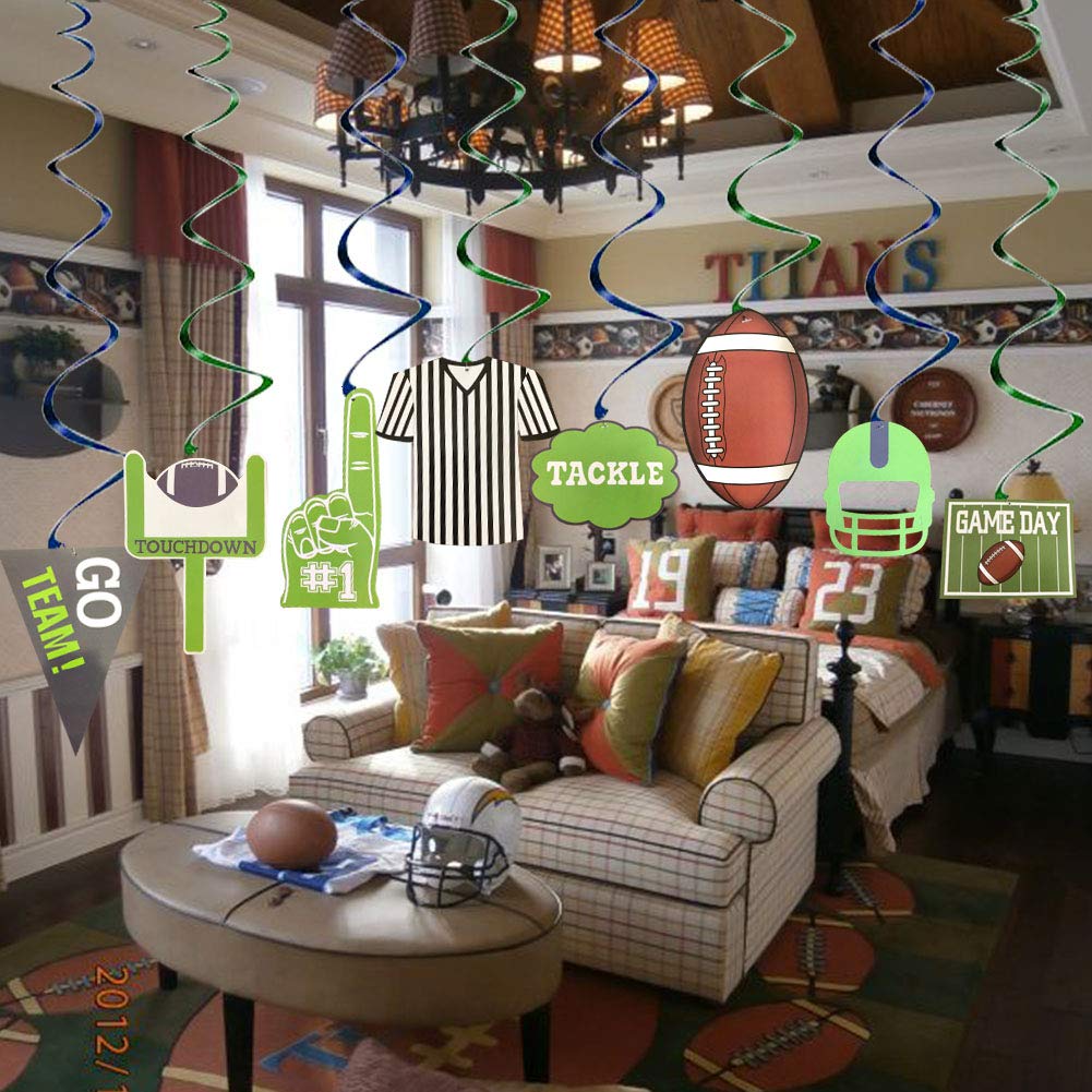 30-Piece American Football Hanging Swirl Decorations - Football Game Day Party Supplies for Home, Stadium & Tailgating | Sport Themed Decor for NFL Parties, Super Bowl Events & Fan Gatherings
