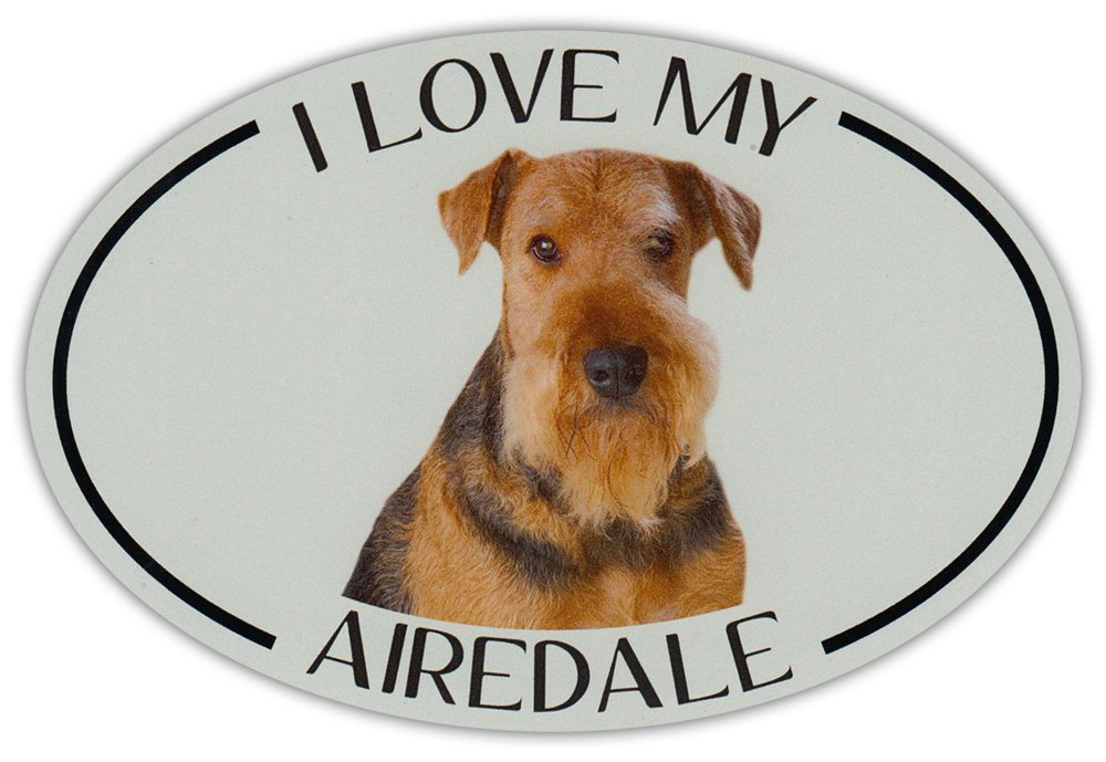 Oval Airedale Terrier Car Magnet - I Love My Dog Bumper Sticker for Vehicles