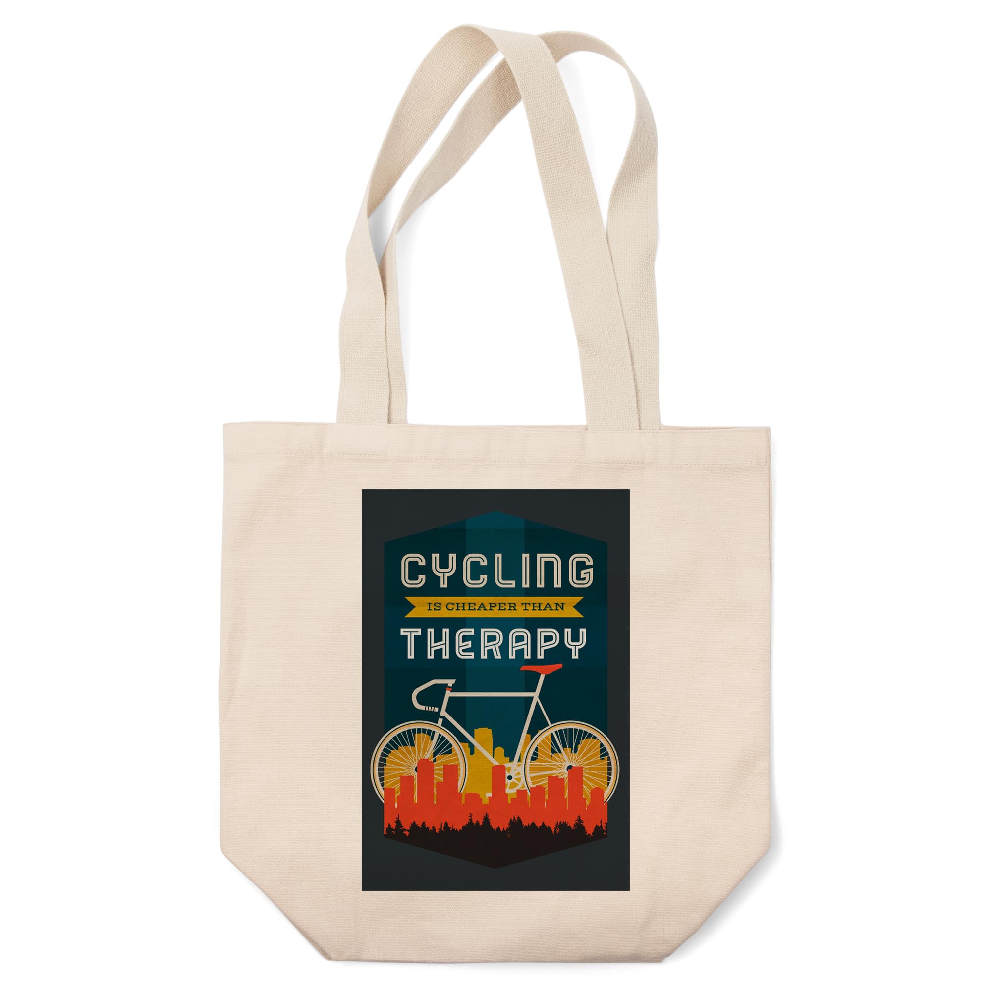Cycling is Cheaper Than Therapy Tote Bag - 100% Cotton Canvas Reusable Shopping Bag - Perfect for Groceries, Beach Trips & Eco-Friendly Lifestyle