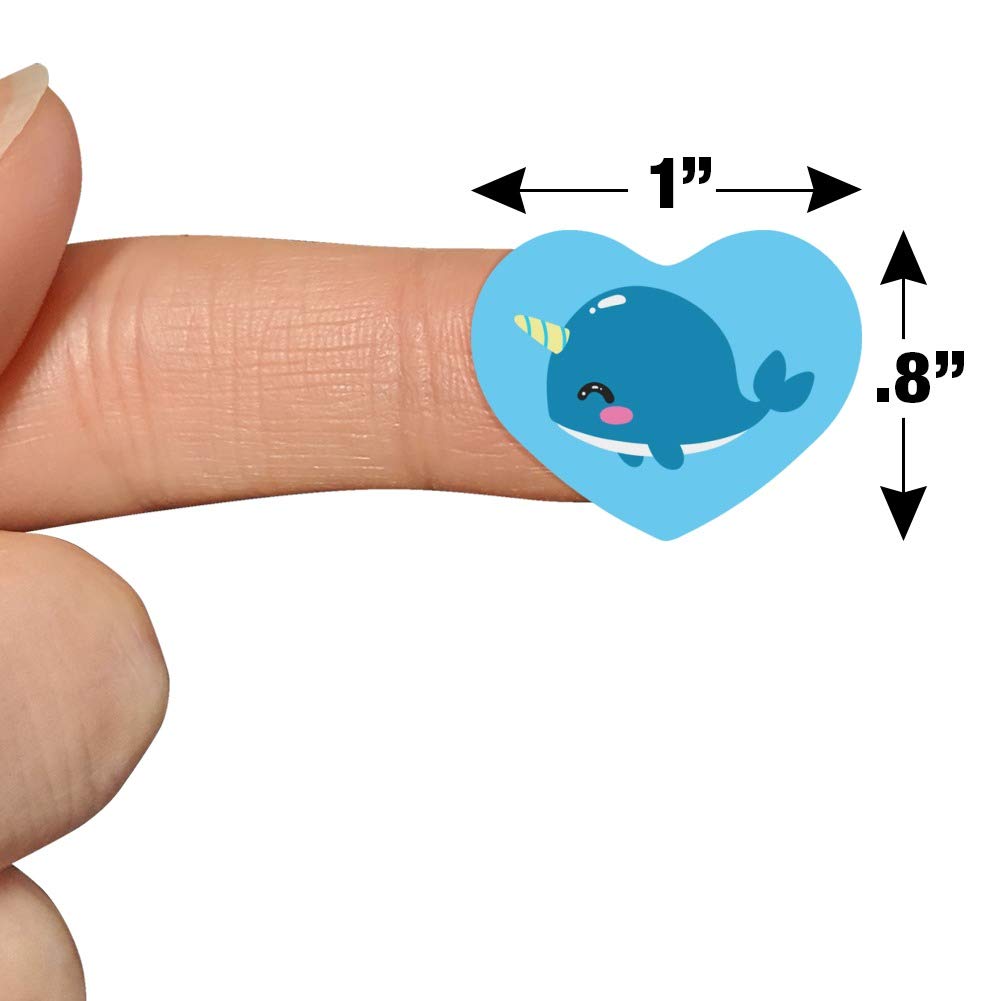 Adorable Kawaii Baby Narwhal Heart-Shaped Planner Stickers - Perfect for Scrapbooking, Bullet Journals & DIY Crafts - Cute Stationery for School, Office & Gift Giving