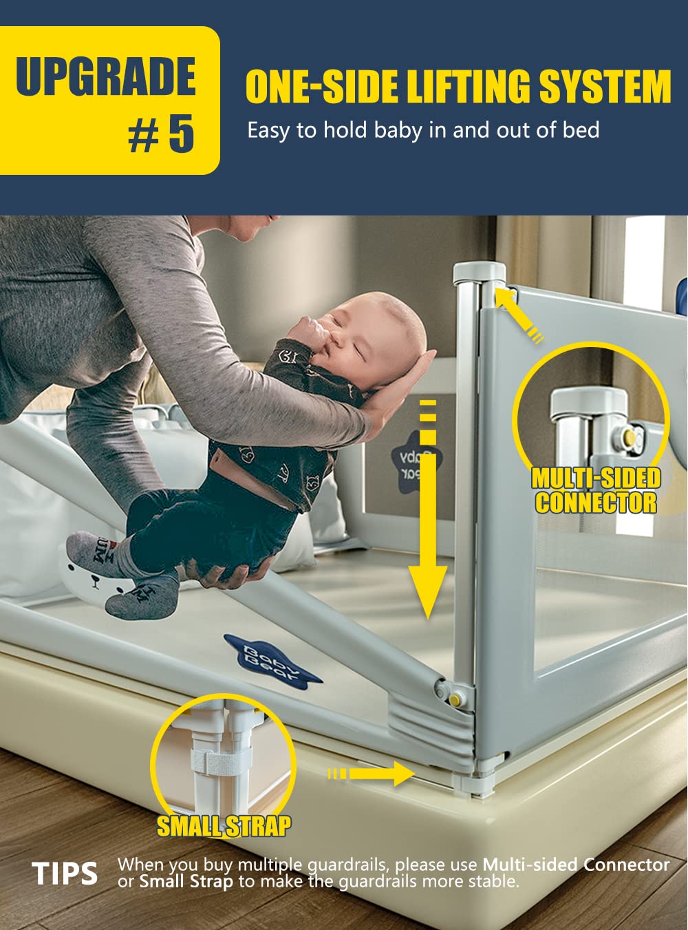 CuteBear Extra Long Bed Rails for Toddlers - 60