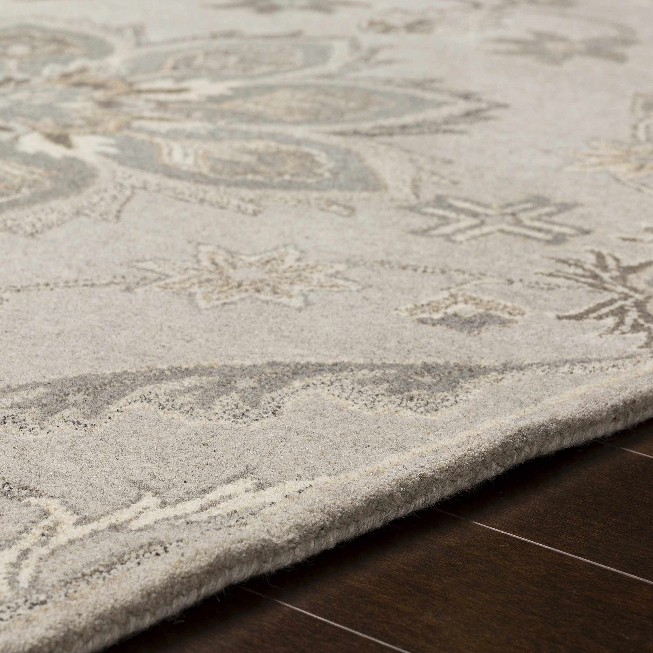 Hauteloom Peterstown Wool Area Rug for Living Room & Bedroom - Traditional Gray, Black, Brown - 4' x 6' - Soft & Durable - Perfect for Home Decor, Cozy Spaces & High Traffic Areas