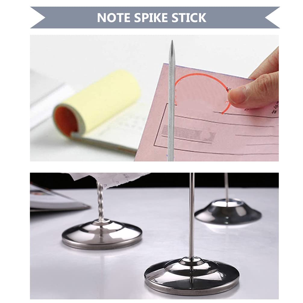 Hemoton Stainless Steel Menu & Receipt Holder - 1PC Single Nail Spike for Notes, Memos, Invoices - Office Desk Organizer for Restaurants, Retail Stores & Home Use