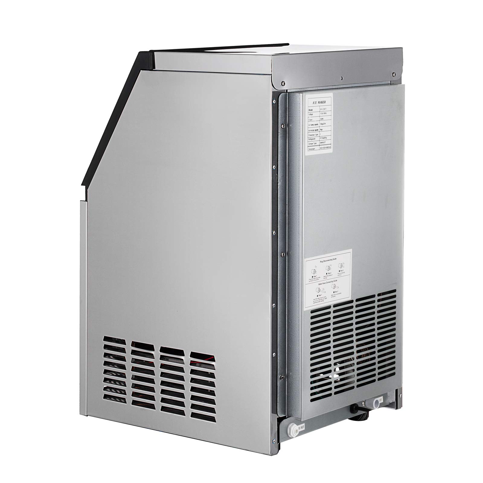 SmaketBuy Commercial Ice Maker Machine 132LBS/24H, Stainless Steel Automatic Ice Maker with 24LBS Storage - 40 Cubes per Cycle - Freestanding Ice Cube Machine for Restaurants, Bars, Coffee Shops, Hotels, and Catering Events