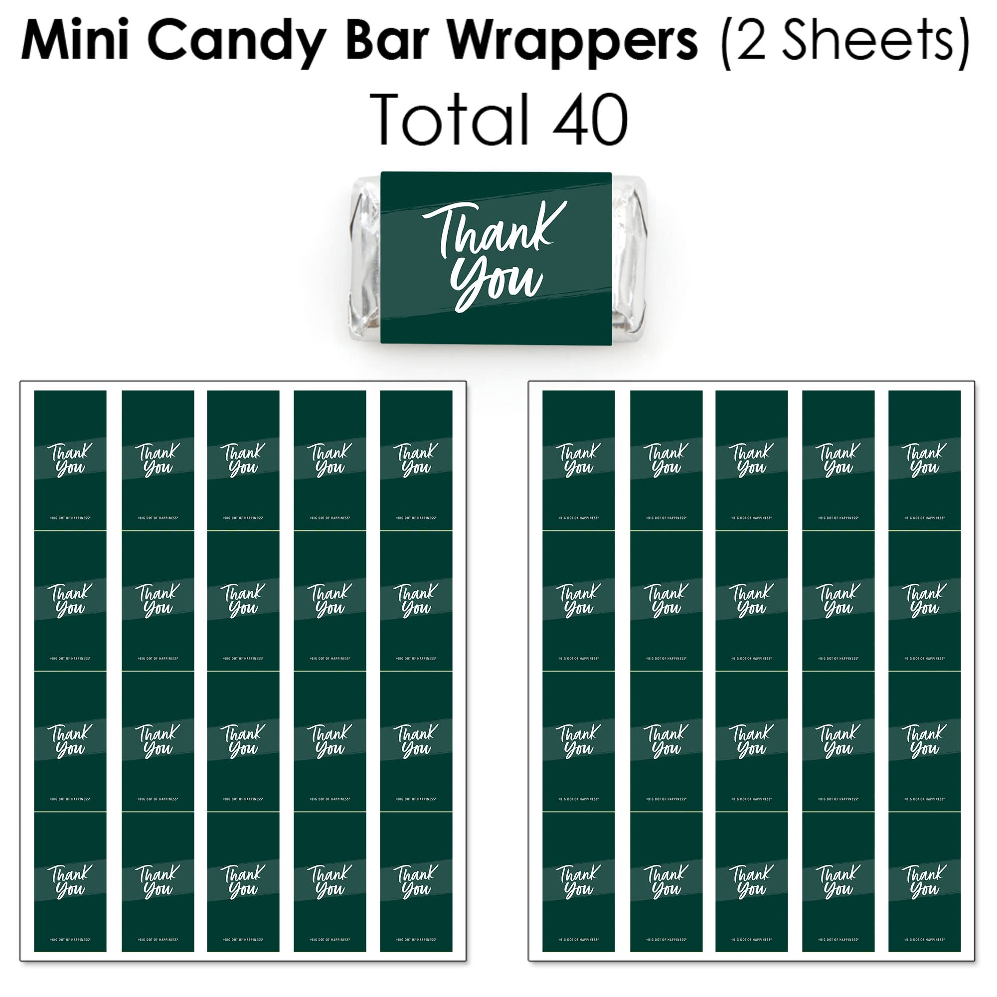Big Dot of Happiness Emerald Elegantly Simple - 304-Piece Mini Candy Bar Wrappers, Round Candy Stickers & Circle Stickers Kit for Party Favors, Baby Showers & Wedding Celebrations
