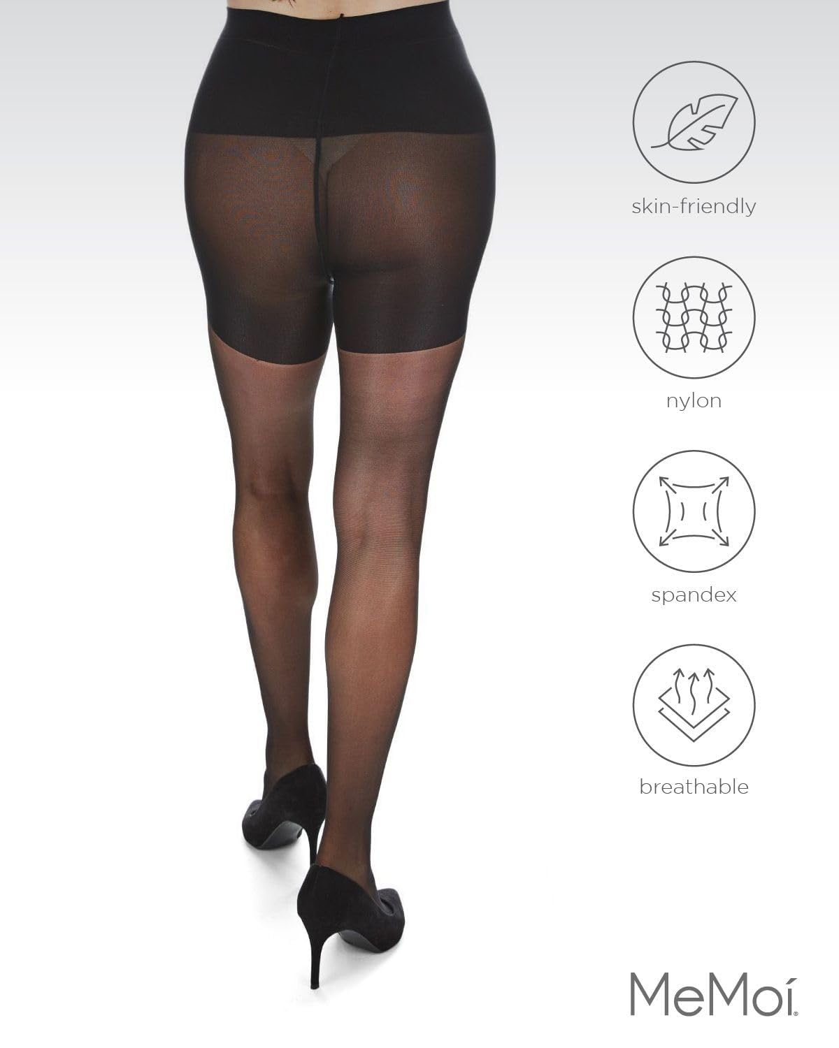 MeMoi Women's 12 Denier Sheer Maternity Pantyhose - Extra Large Waist Support - Comfortable & Stretchy Pregnancy Tights for Work, Daily Wear & Special Occasions