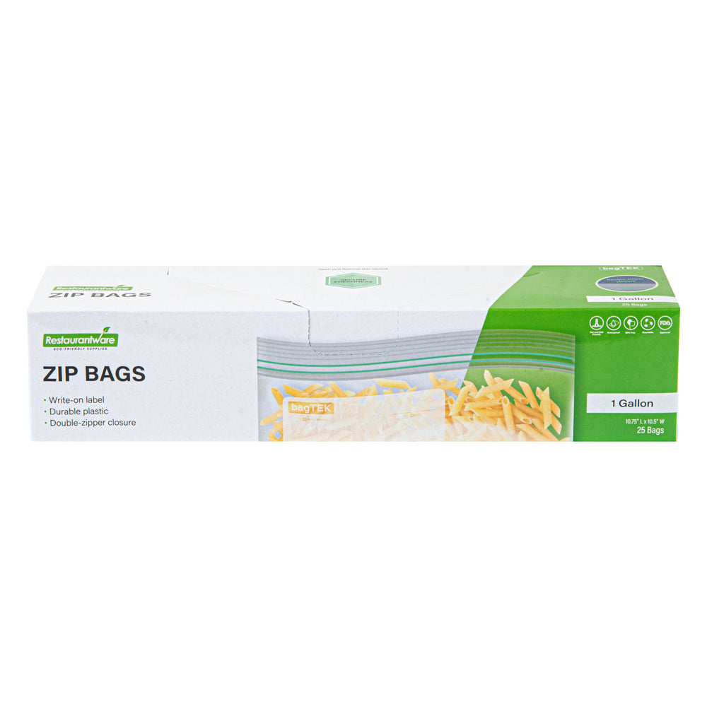 Bag Tek 1 Gallon Clear Plastic Zip Bags with Double Zipper, Write-On Label & BPA Free - 10 3/4 x 10 1/2 Inches (1000 Count Box) - Perfect for Food Storage, Crafts, and Organization