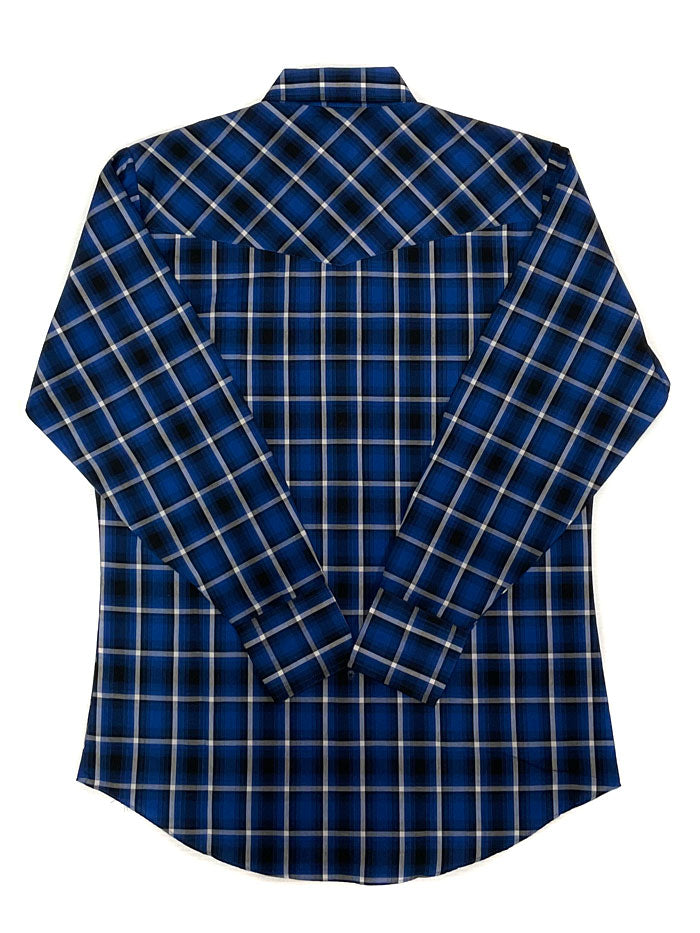 Ely Cattleman E1F202907 Men's Long Sleeve Plaid Shirt - Navy Blue Flannel Shirt for Men, Casual Button Down Shirt for Outdoor Activities, Work & Everyday Wear