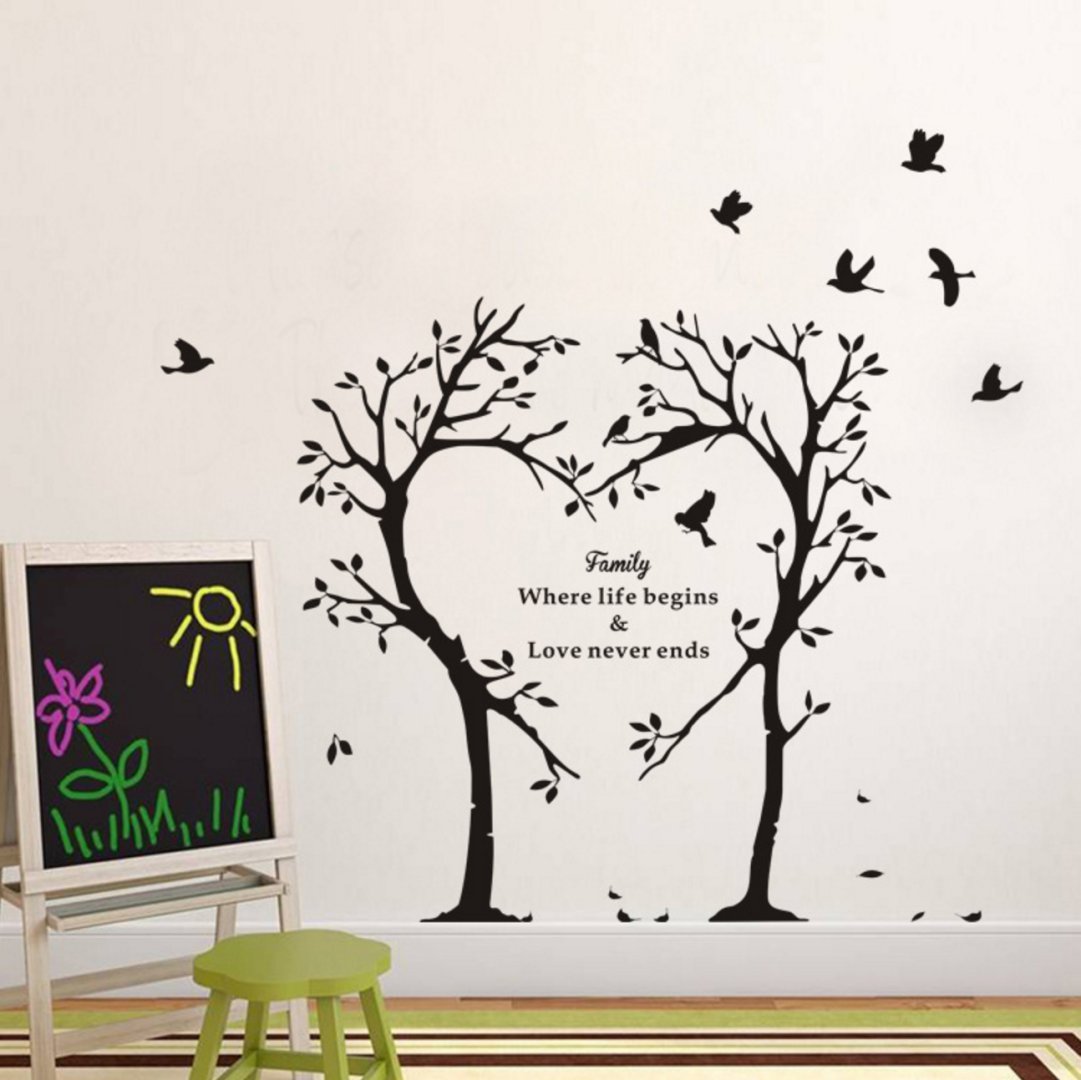 Family Love Tree Wall Decals - Removable Vinyl Stickers for Bedroom & Living Room Decor - Perfect for Nursery, Kids Room & Home Interior Design
