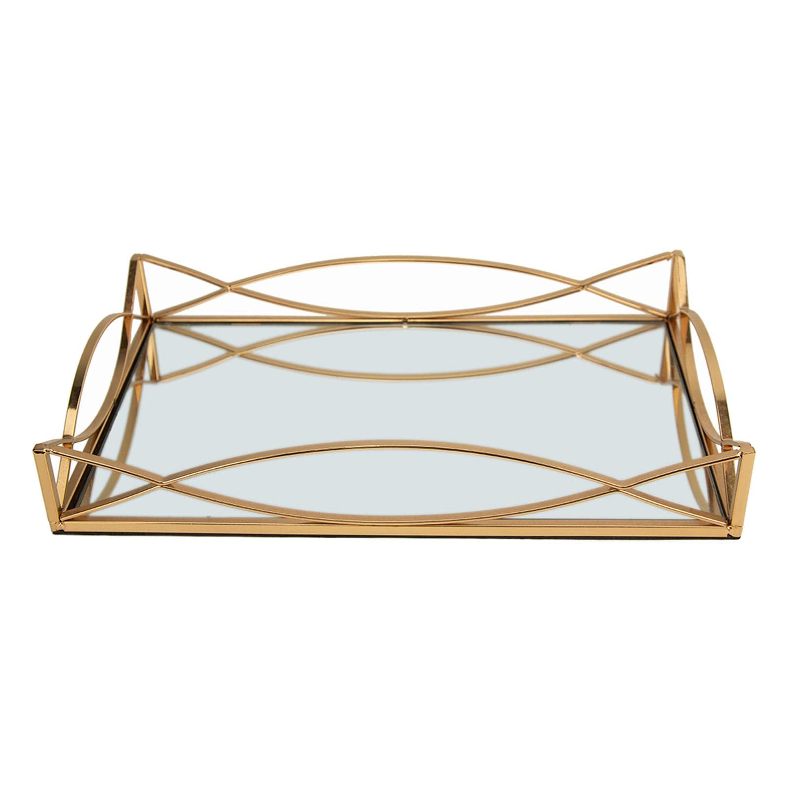 MagiDeal Multifunctional Mirror Tray with Mirror Base - Makeup Organizer, Vanity Tray & Serving Tray for Bathroom, Dresser, Office, Bedroom Storage | Perfect for Jewelry Display, Cosmetic Organization & Home Decor