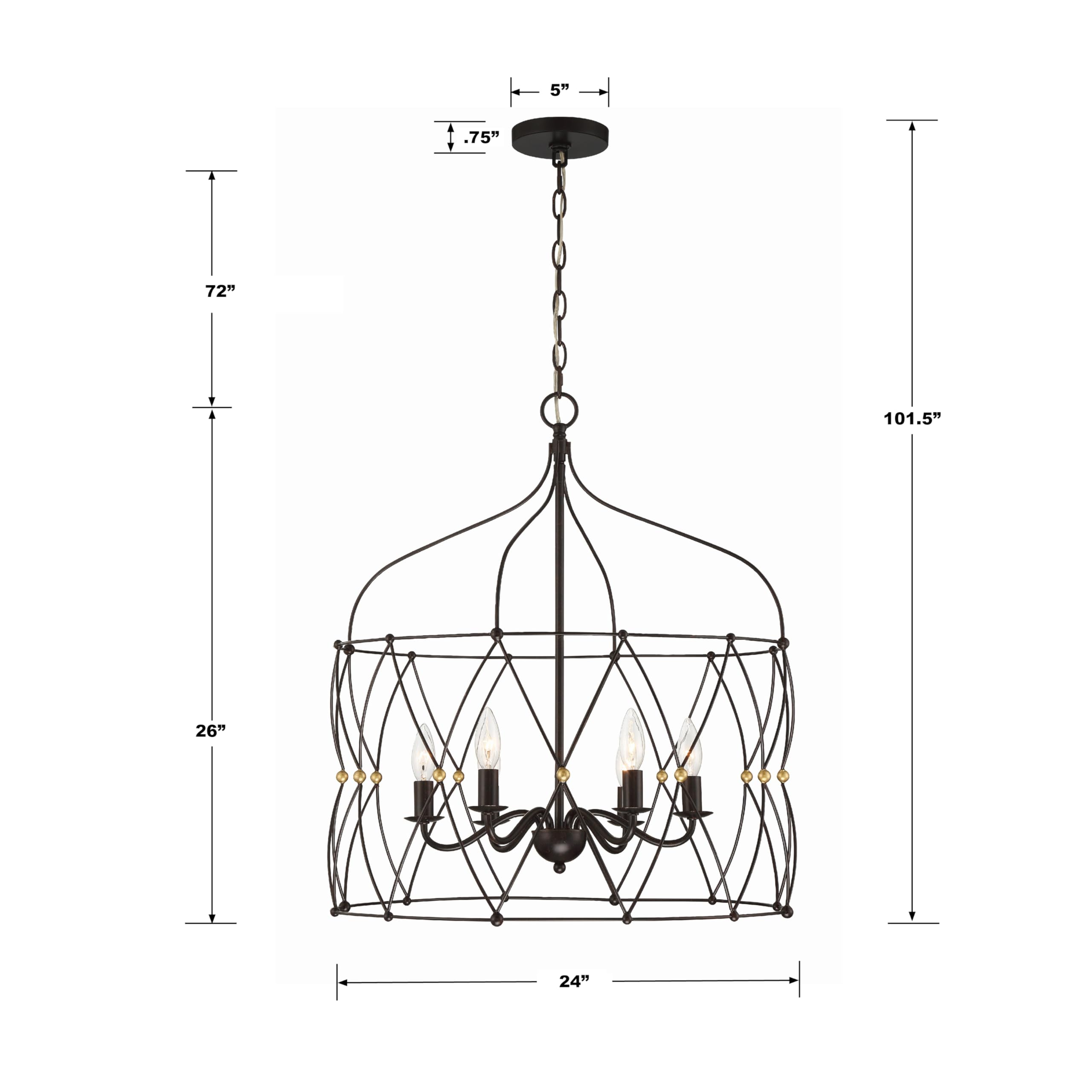 Crystorama Zucca 6-Light English Bronze & Antique Gold Chandelier - Elegant Dining Room Lighting Fixture for Home Decor & Luxury Interior Design