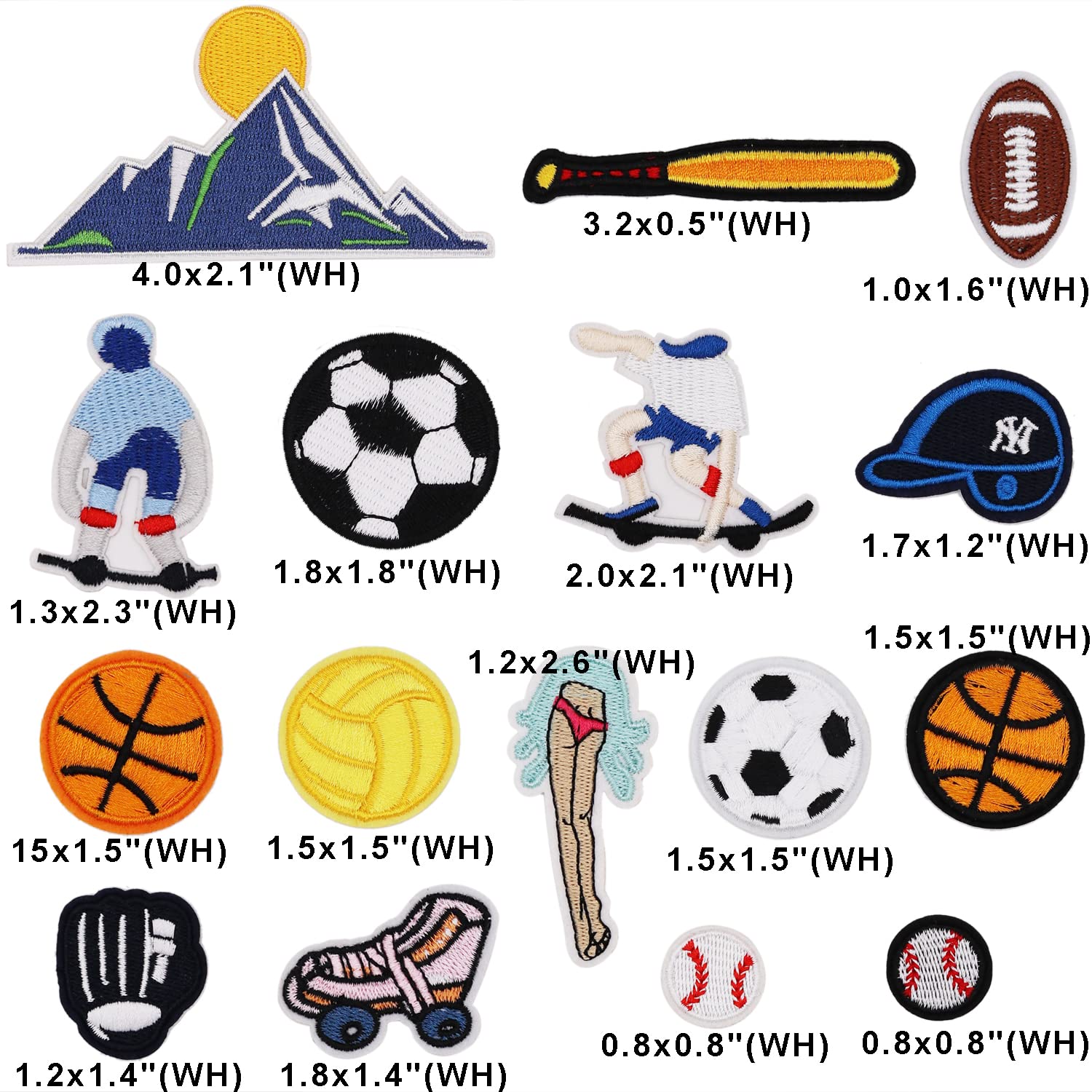 16pcs Embroidered Iron-On Patches for DIY Clothing & Accessories - Sports Theme Appliques for Jeans, Jackets, Bags, Caps & Kids' Outfits - Perfect for Customizing, Crafts & Sewing Projects (Sports Collection)