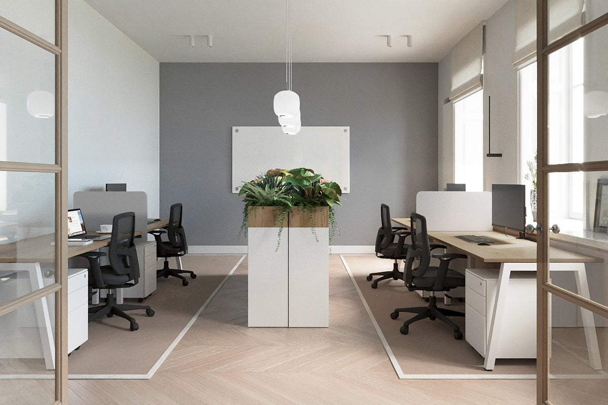 Quadro 2 Person Office Workstation Desk - 1200L x 800W with Cable Management - Perfect for Shared Workspaces & Collaborative Office Environments