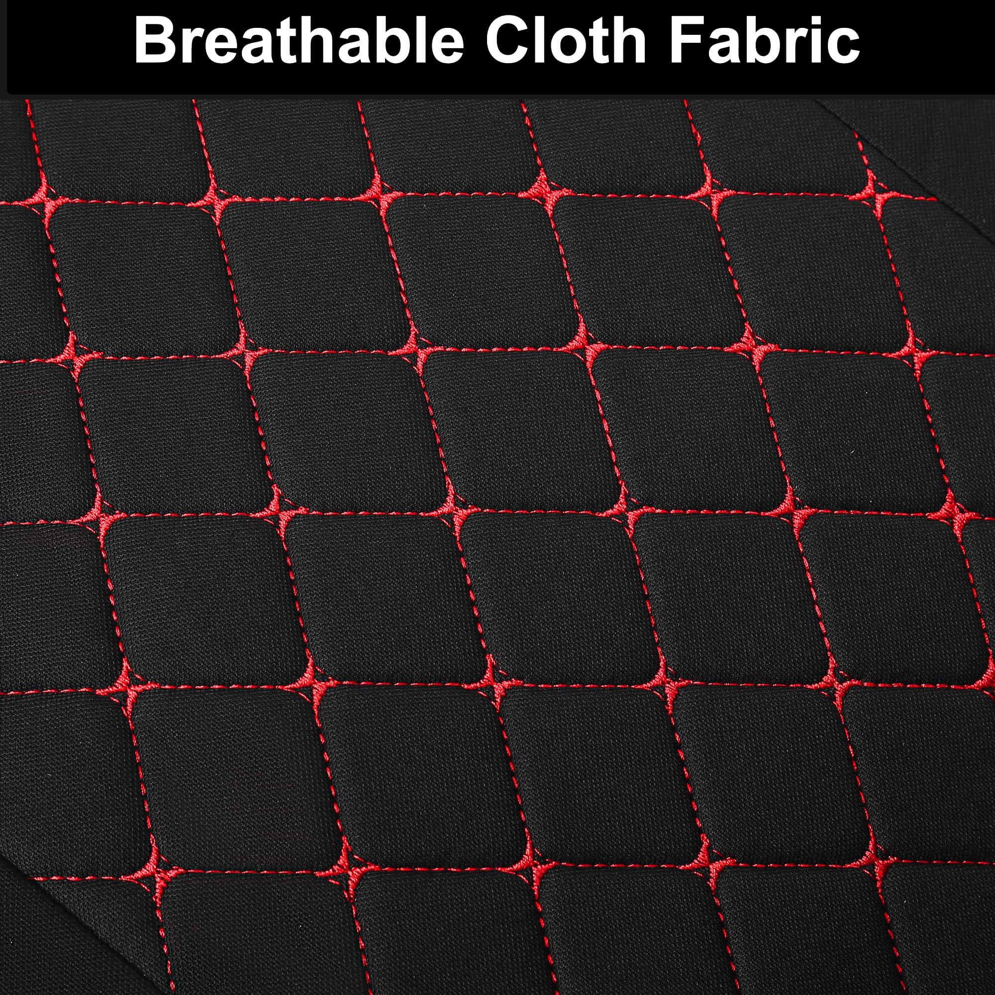 Breathable Car Seat Covers Full Set - Premium Washable Cloth Seat Protectors for Sedan, Van, Truck & SUV - Interior Car Accessories (Black/Red) - Perfect for Daily Commute, Road Trips & Pet Protection