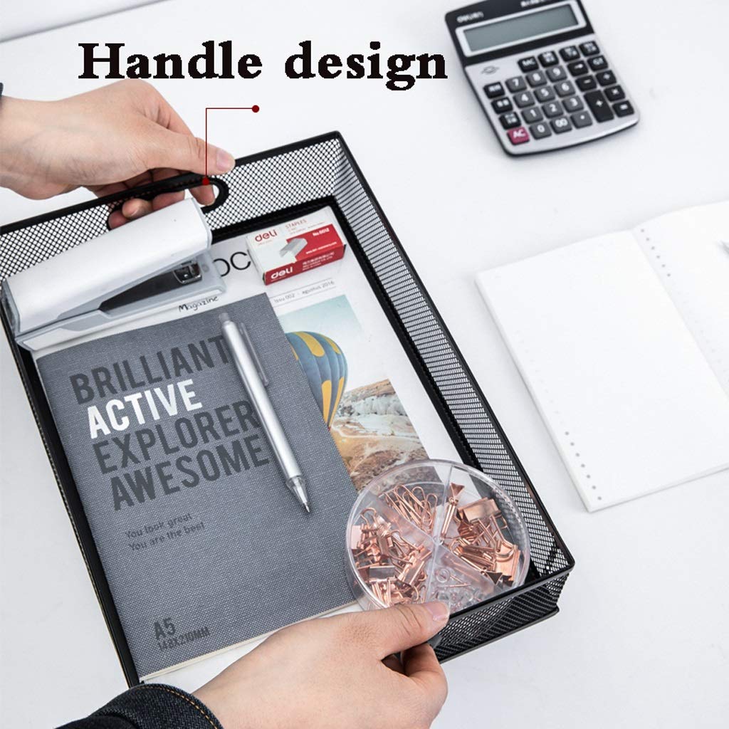 Mesh File Shelf Organizer - Letter Size Metal Desk Tray for Office & Home Supplies - Black - Perfect for Organizing Documents, Papers, and Office Essentials on Your Workspace