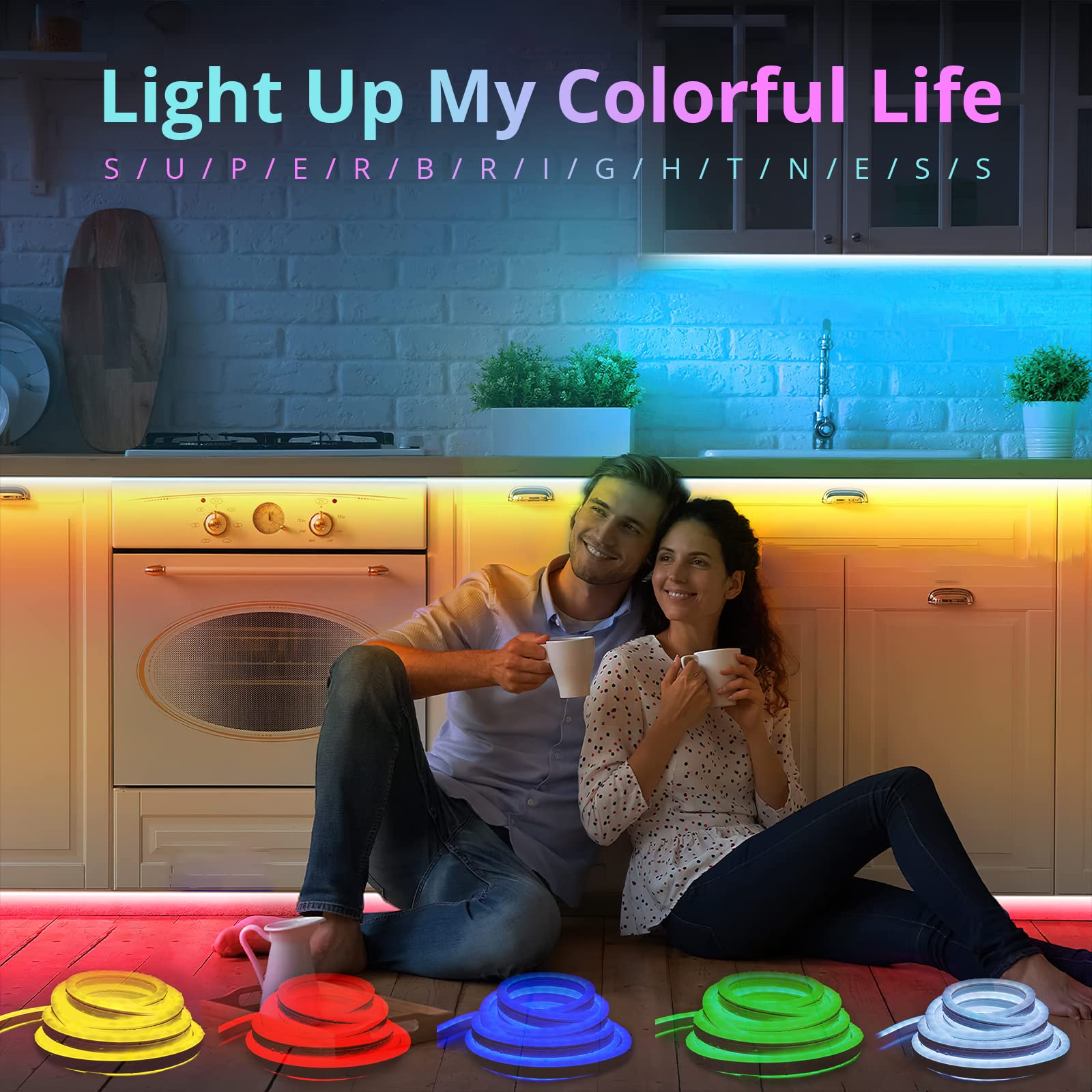 16.4FT LED Neon Rope Lights - Waterproof Flexible for DIY, Gaming Room & Party Decor