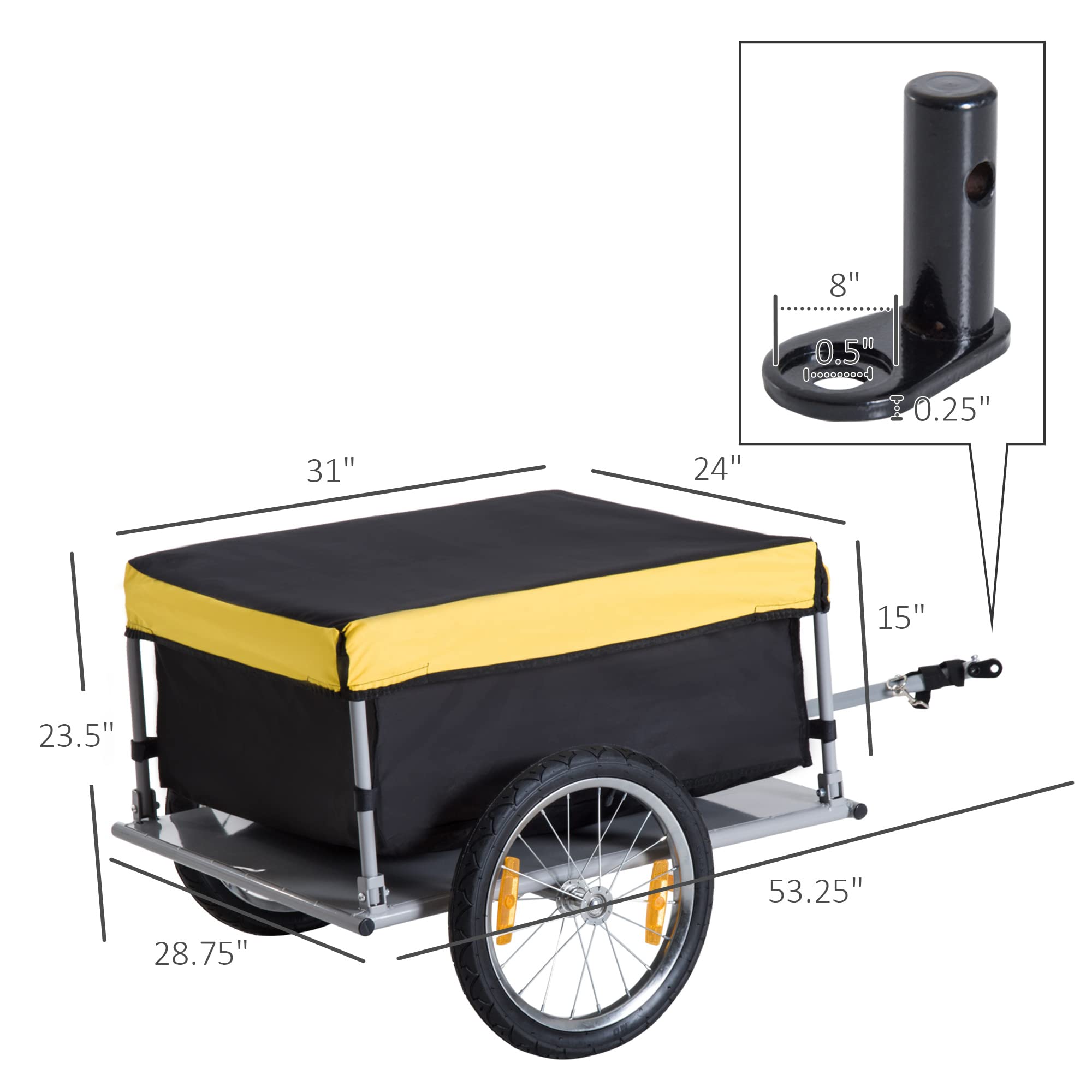 Aosom 2-Wheel Bicycle Cargo Trailer with Removable Cover - Heavy Duty Bike Luggage Wagon for Camping, Groceries & Outdoor Adventures