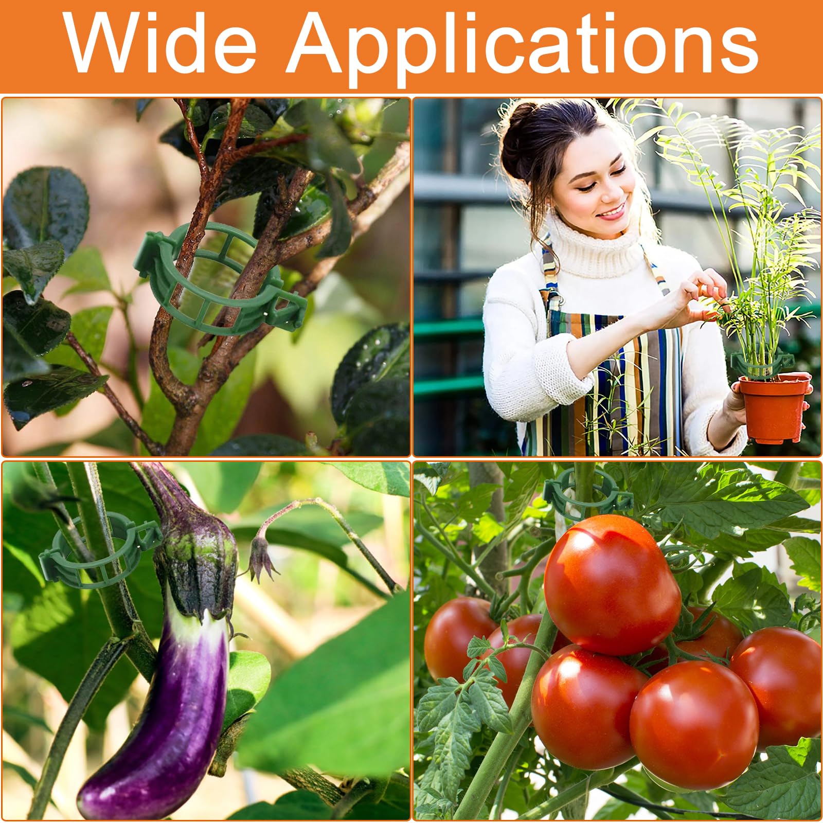 Upgraded Plastic Tomato Clips for Climbing Plants - Secure Plant Support Clips for Tomato Vines, Cucumbers & Garden Trellis | Durable Gardening Supplies for Indoor & Outdoor Use