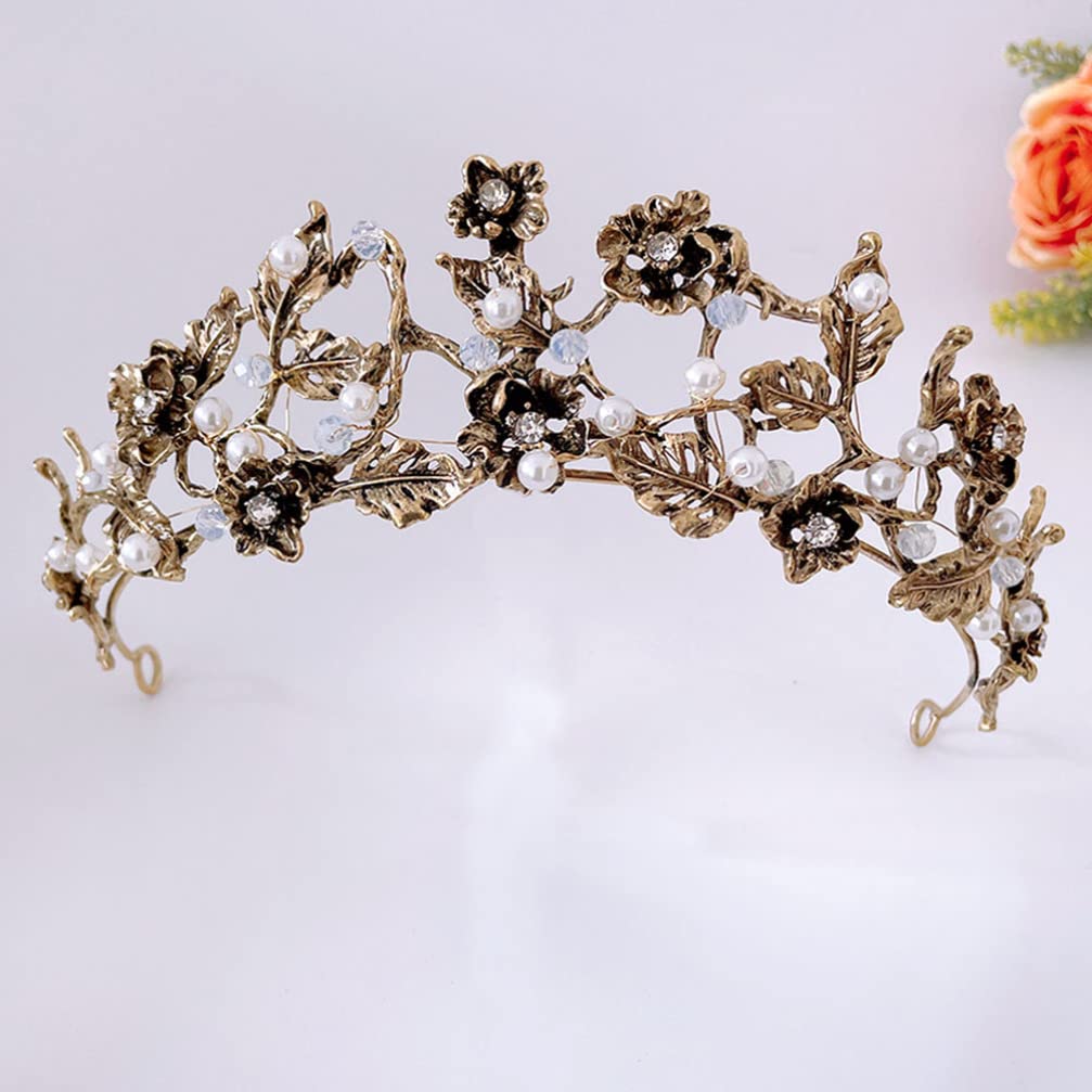 Beavorty Elegant Crown Headband - Wedding Bridal Headpiece with Imitation Pearls, Birthday Party Hair Accessories for Girls, Prom & Special Occasions