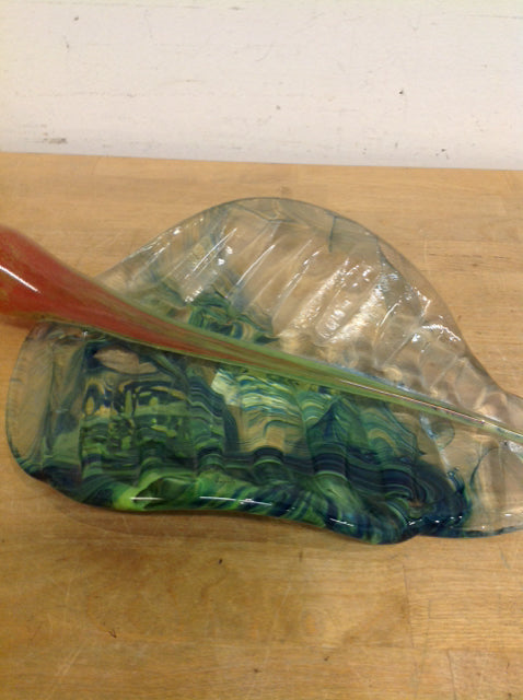 Kosta Boda Green Glass Leaf Tray - 16