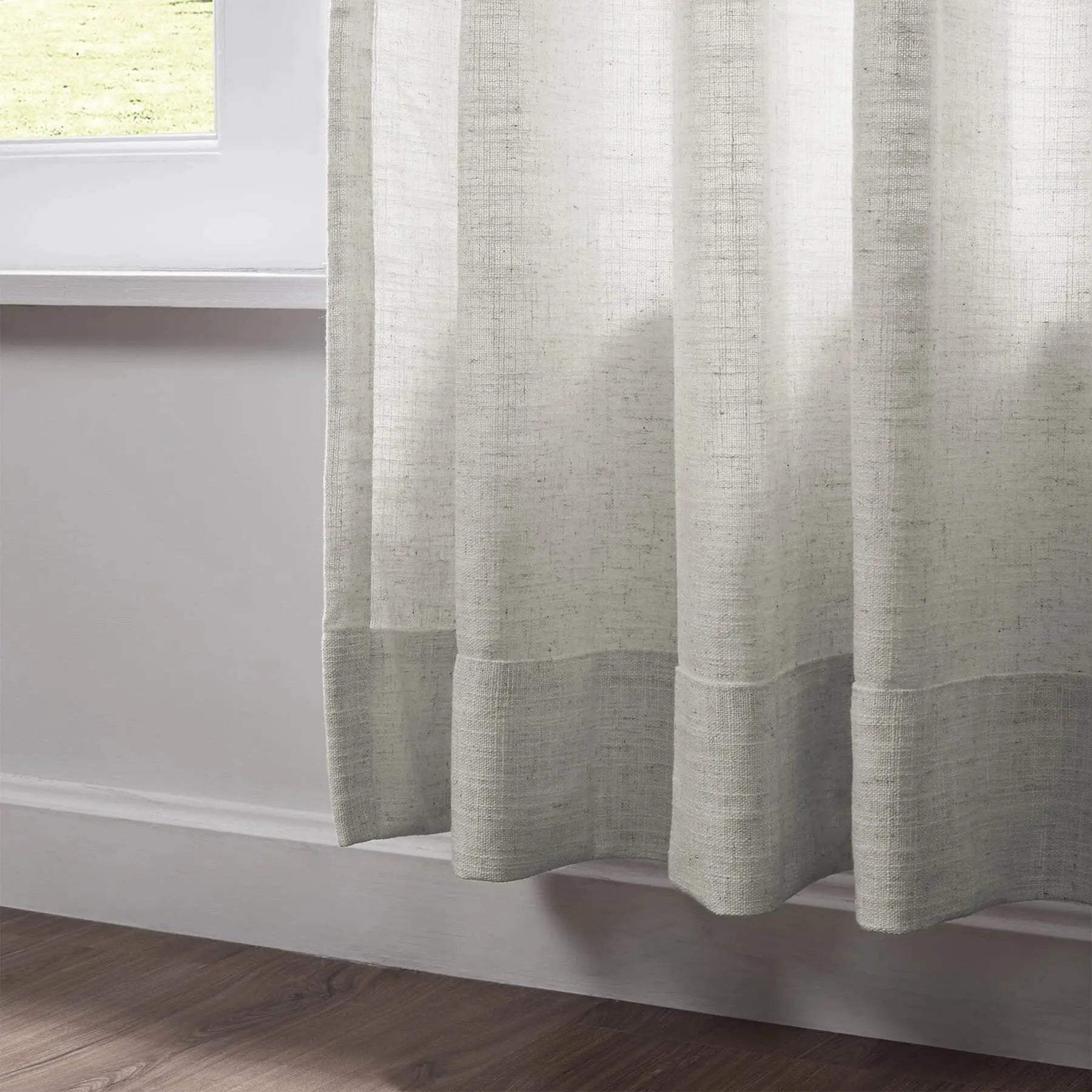 Liz Linen Pinch Pleat Drapery Curtains - Unlined Beige & White Window Treatments for Living Room & Bedroom Decor