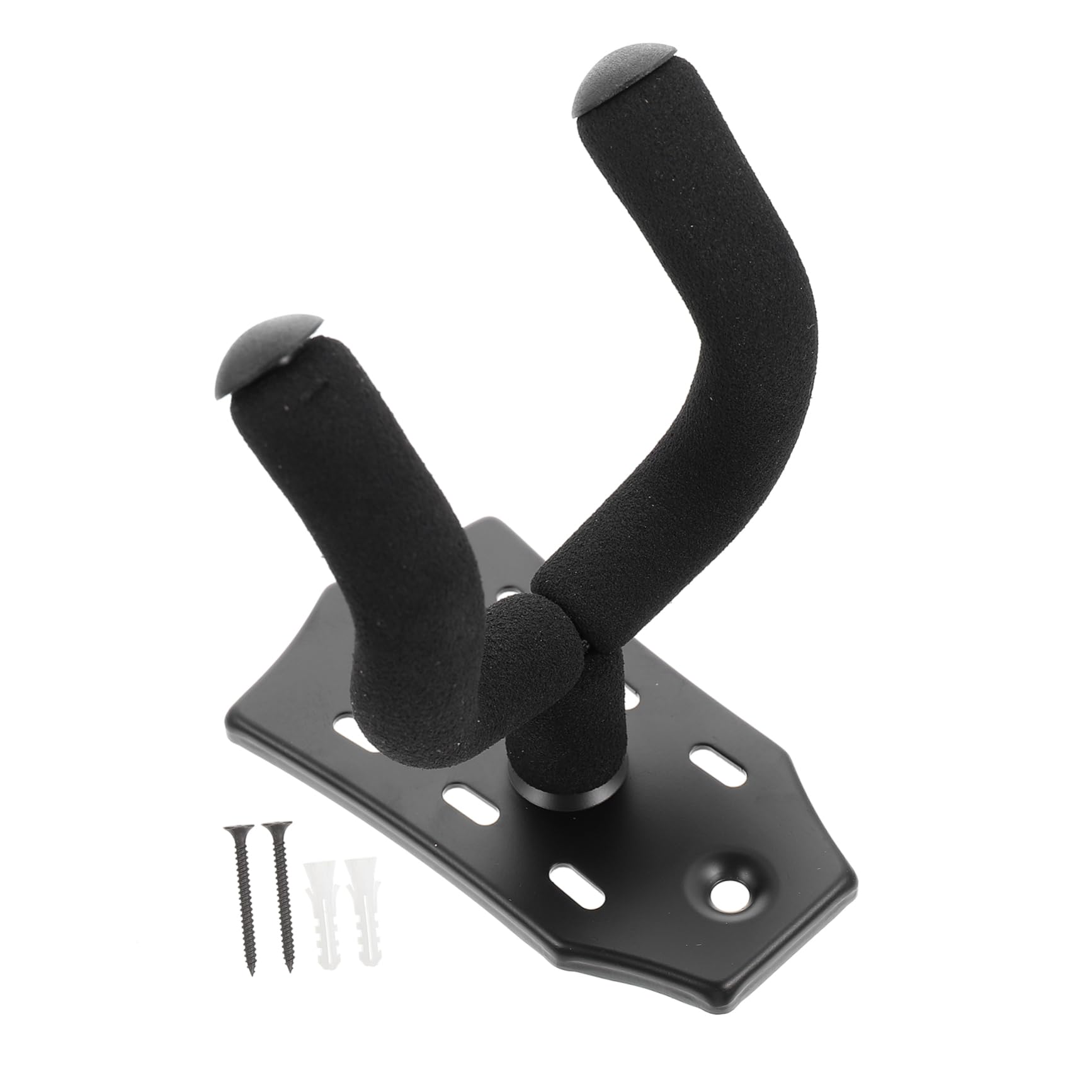 VICASKY Black Alloy Guitar Wall Hanger - Heavy Duty Ukulele & Instrument Holder with Keychain Hook, Wall Mount Clothes Rack for Bedroom, Studio, Music Room Organization